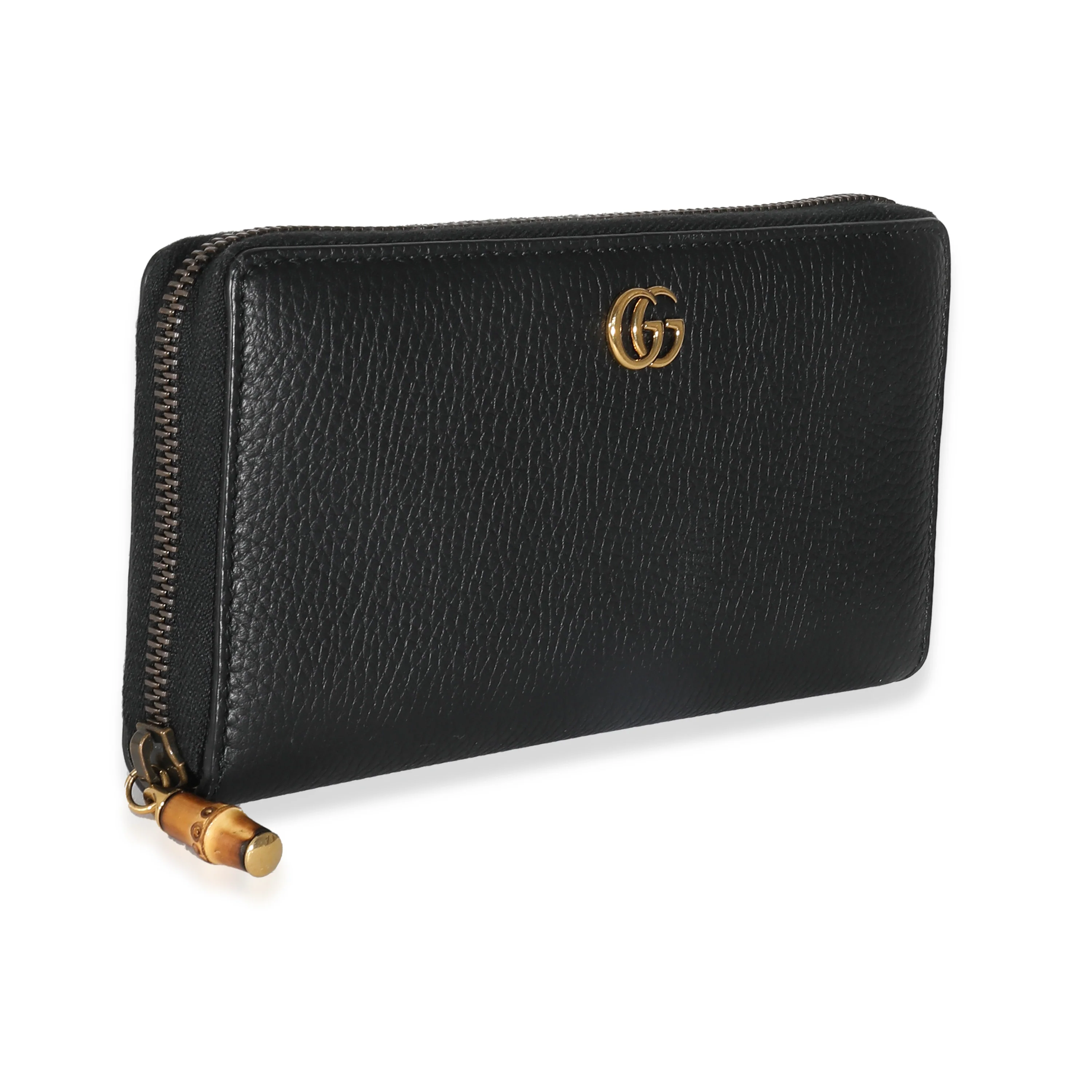 Gucci Black Leather Bamboo Zip Around Wallet - Image 5