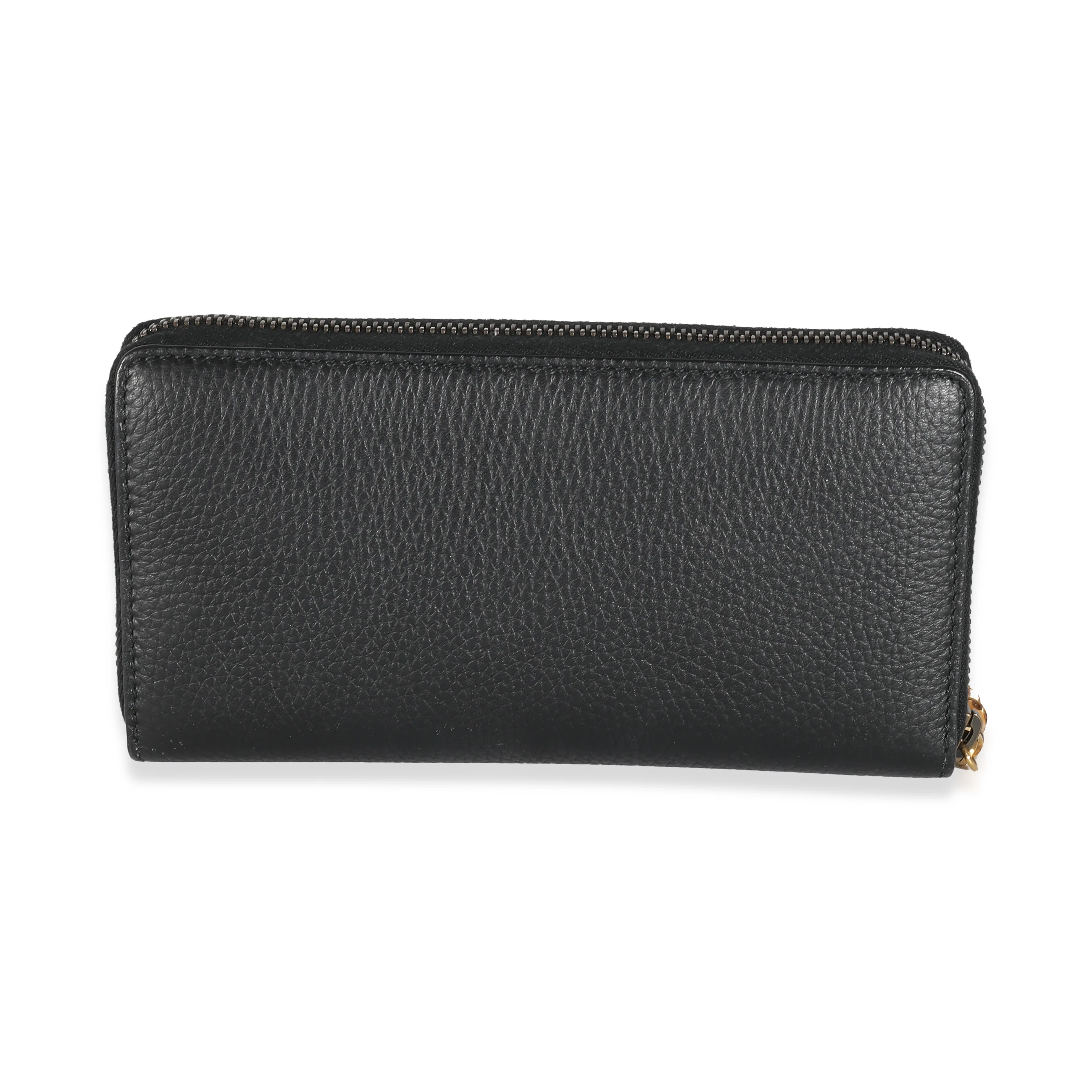 Gucci Black Leather Bamboo Zip Around Wallet - Image 7