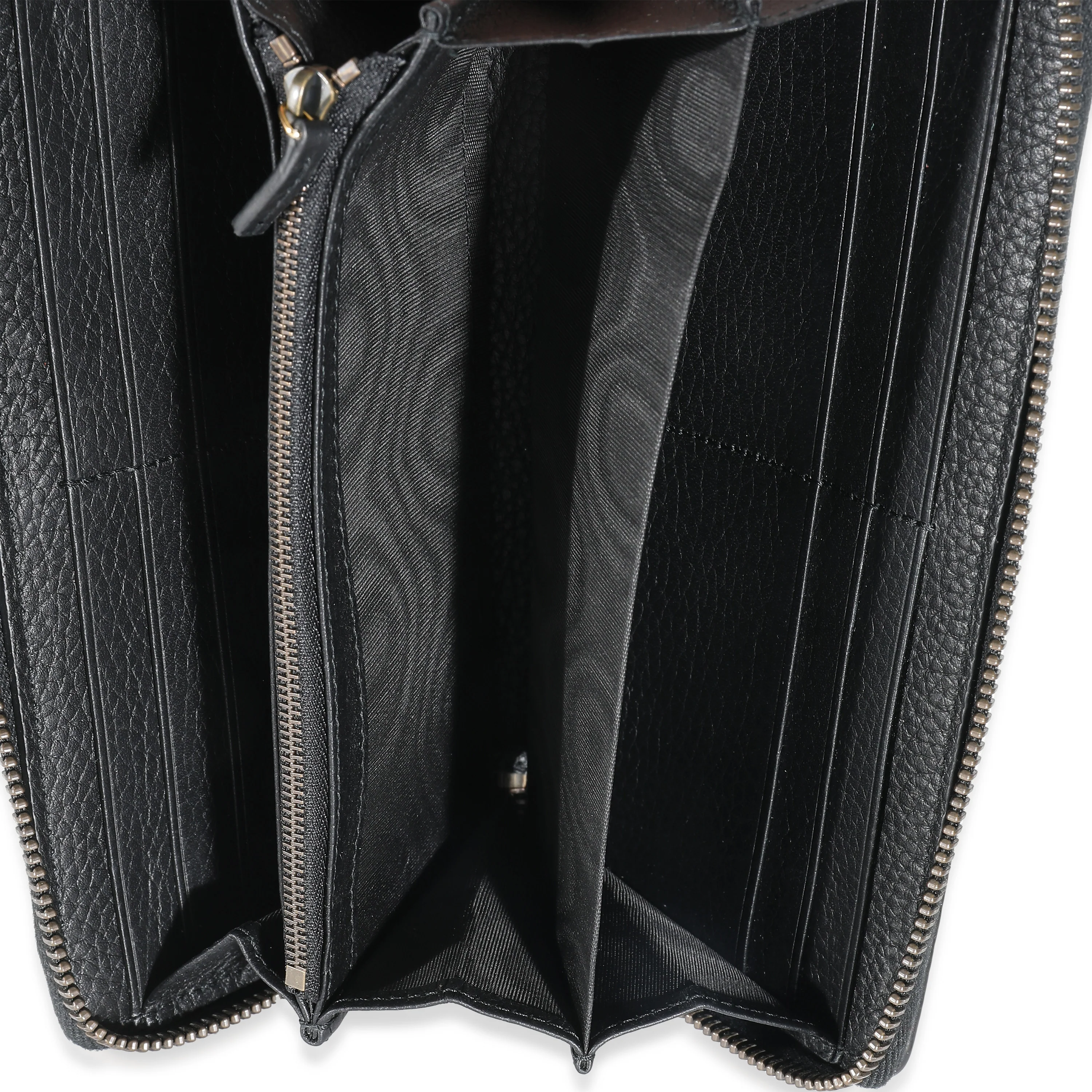 Gucci Black Leather Bamboo Zip Around Wallet - Image 9