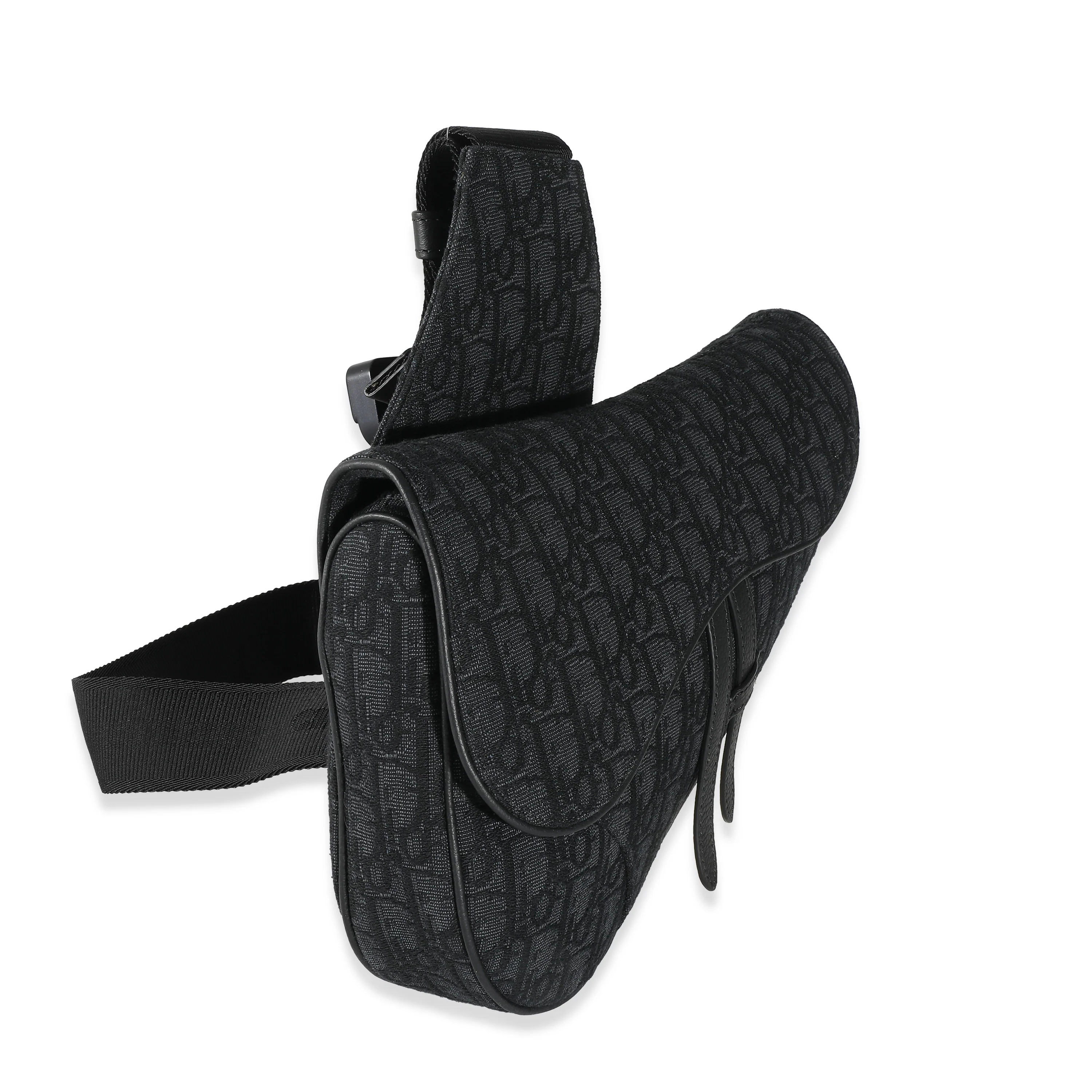 Dior Black Oblique Jacquard Saddle Bag - Image 8