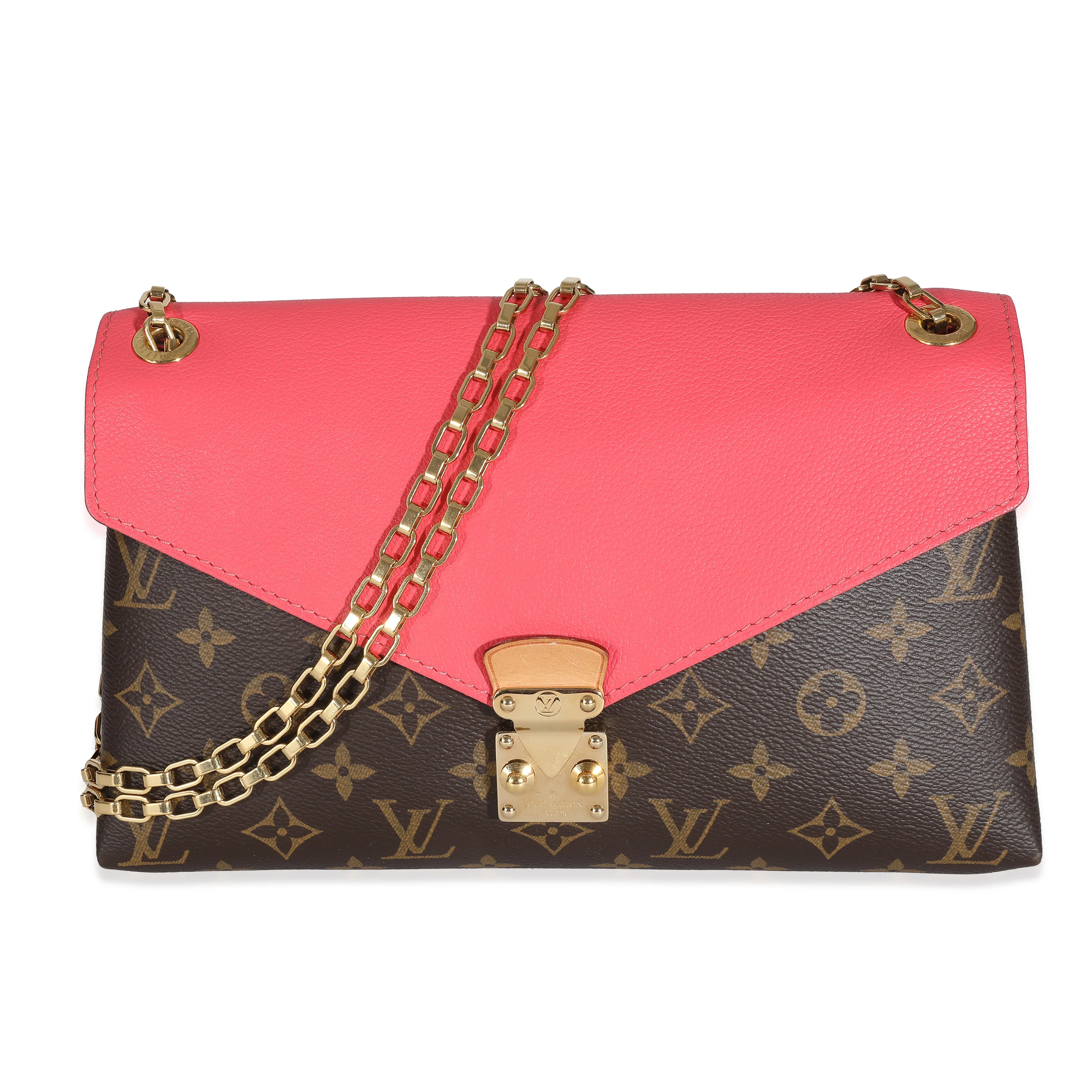 Louis Vuitton Rose Litchi Monogram Canvas Pallas Chain Bag