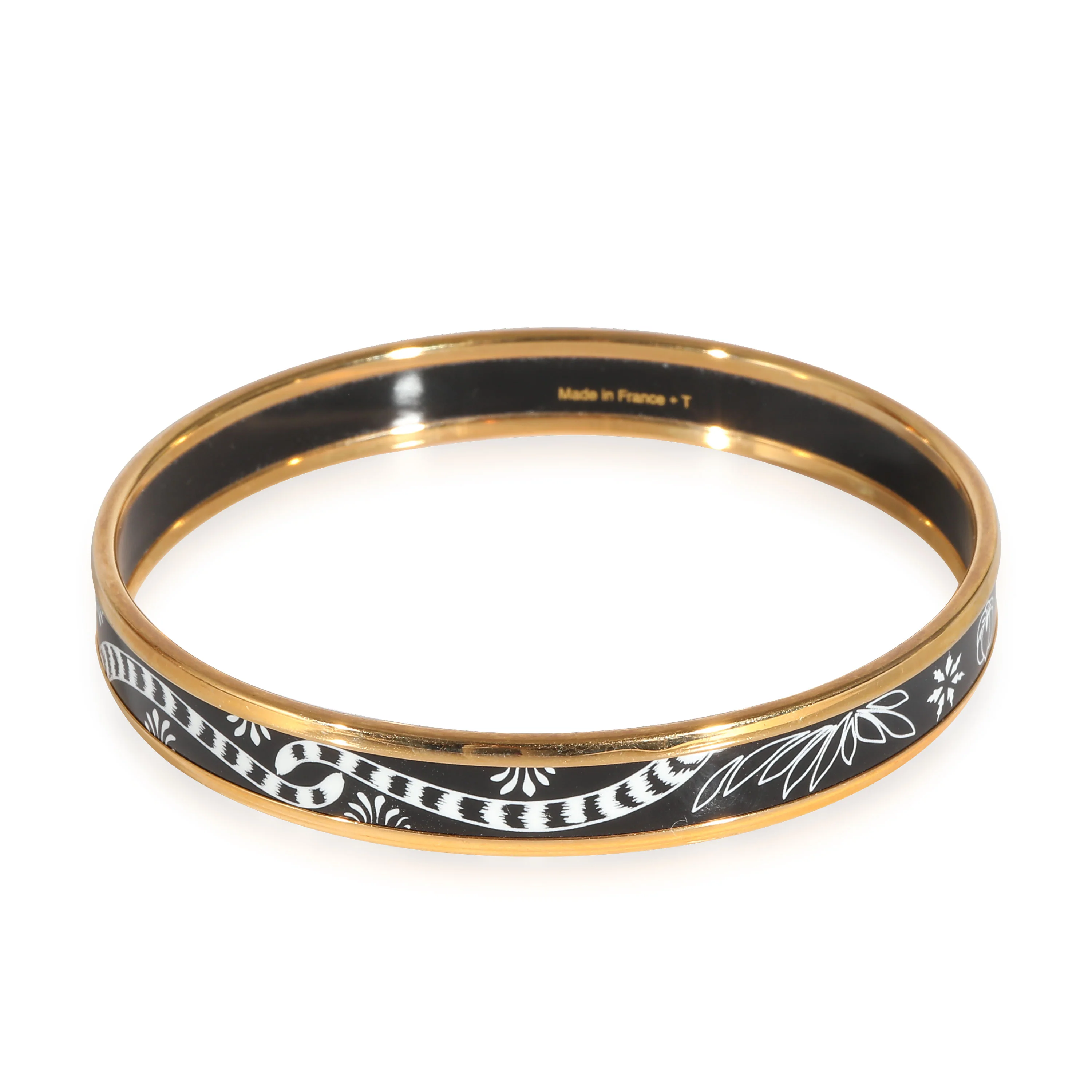 Hermès Plated Narrow Enamel Les Leopards Bangle (62MM) - Image 2