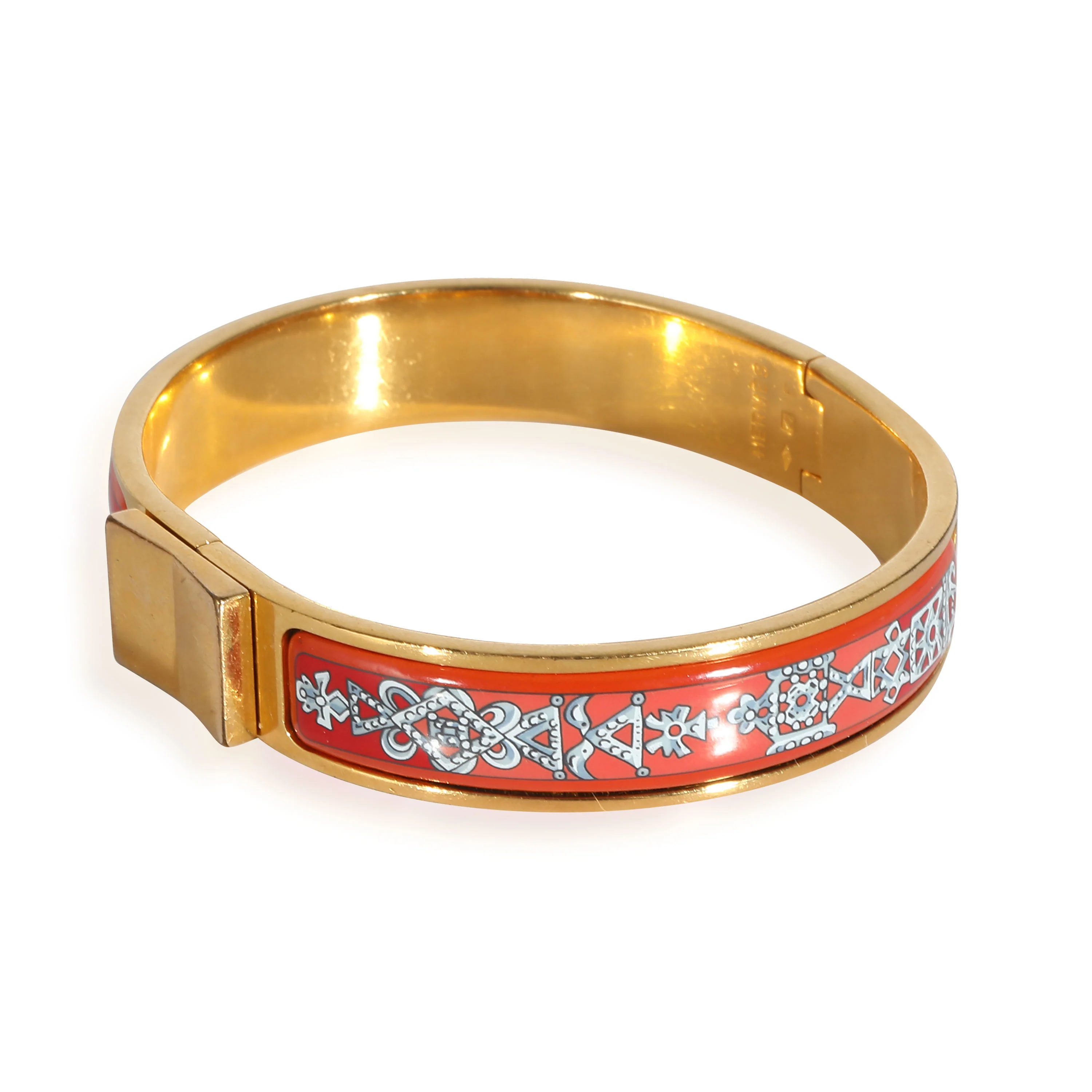 Vintage Red Enamel Gold Loquet Narrow Bracelet - Image 2