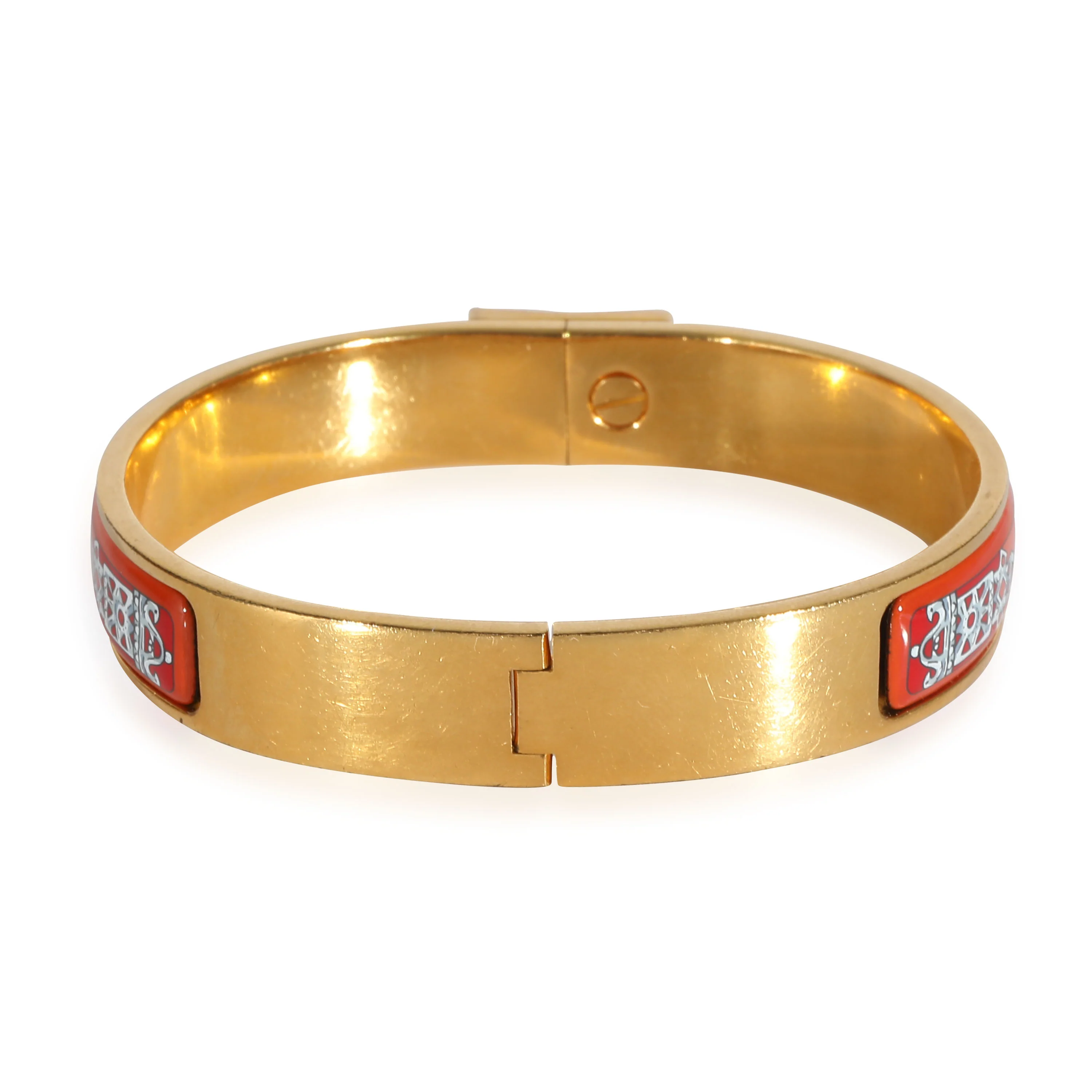 Vintage Red Enamel Gold Loquet Narrow Bracelet - Image 4