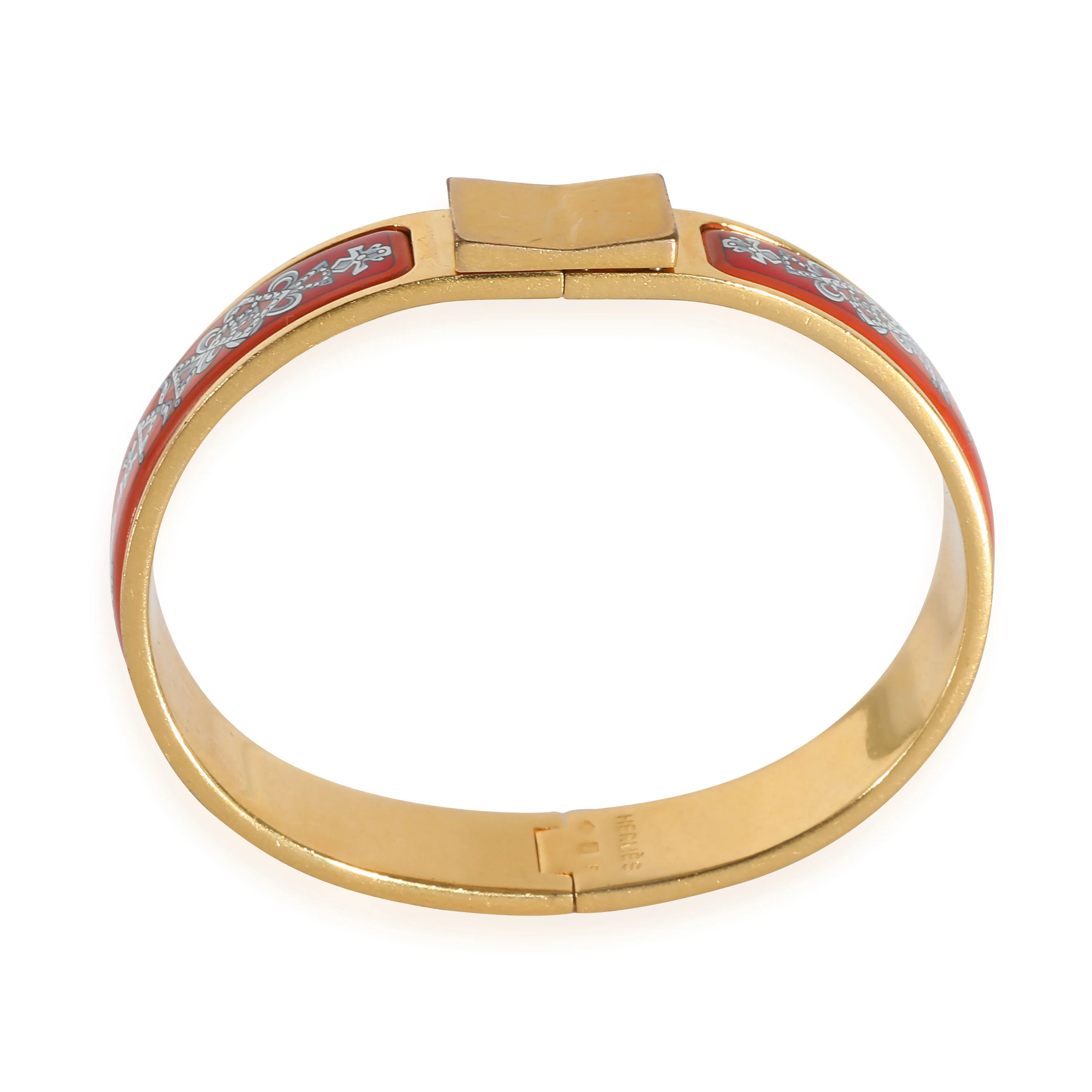 Vintage Red Enamel Gold Loquet Narrow Bracelet - Image 5