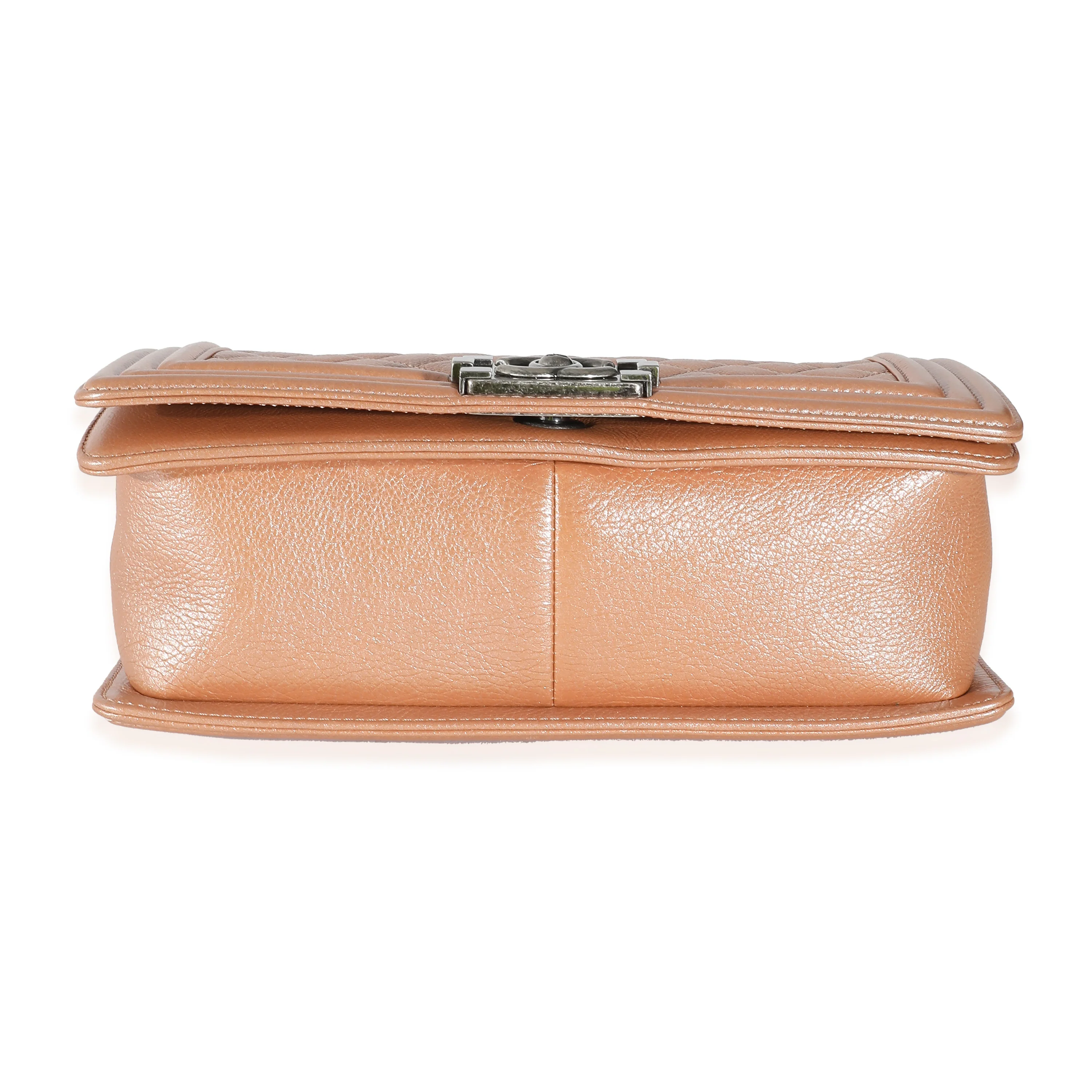 Chanel Iridescent Quilted Calfskin Beige Old Medium Boy Bag - Image 5