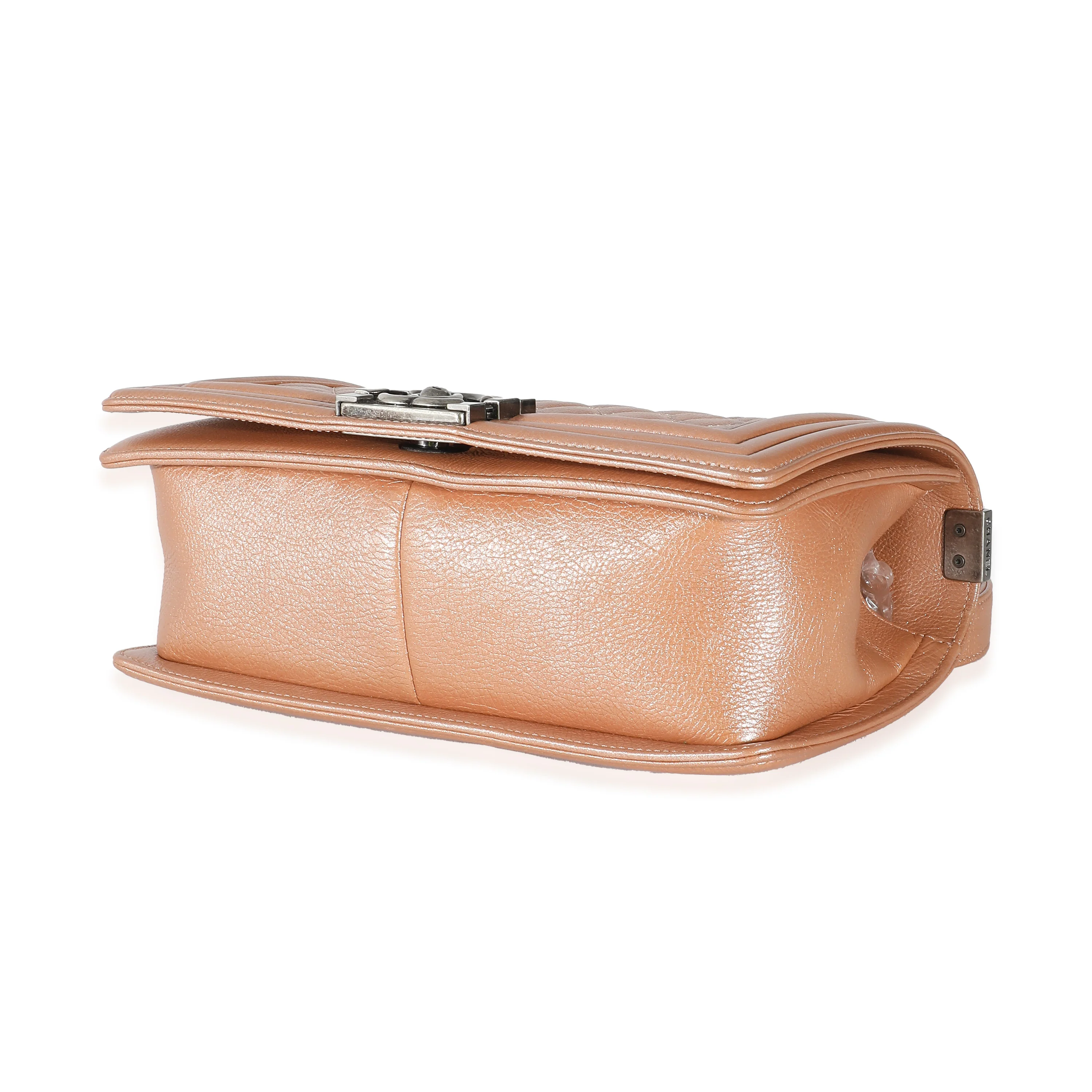 Chanel Iridescent Quilted Calfskin Beige Old Medium Boy Bag - Image 7