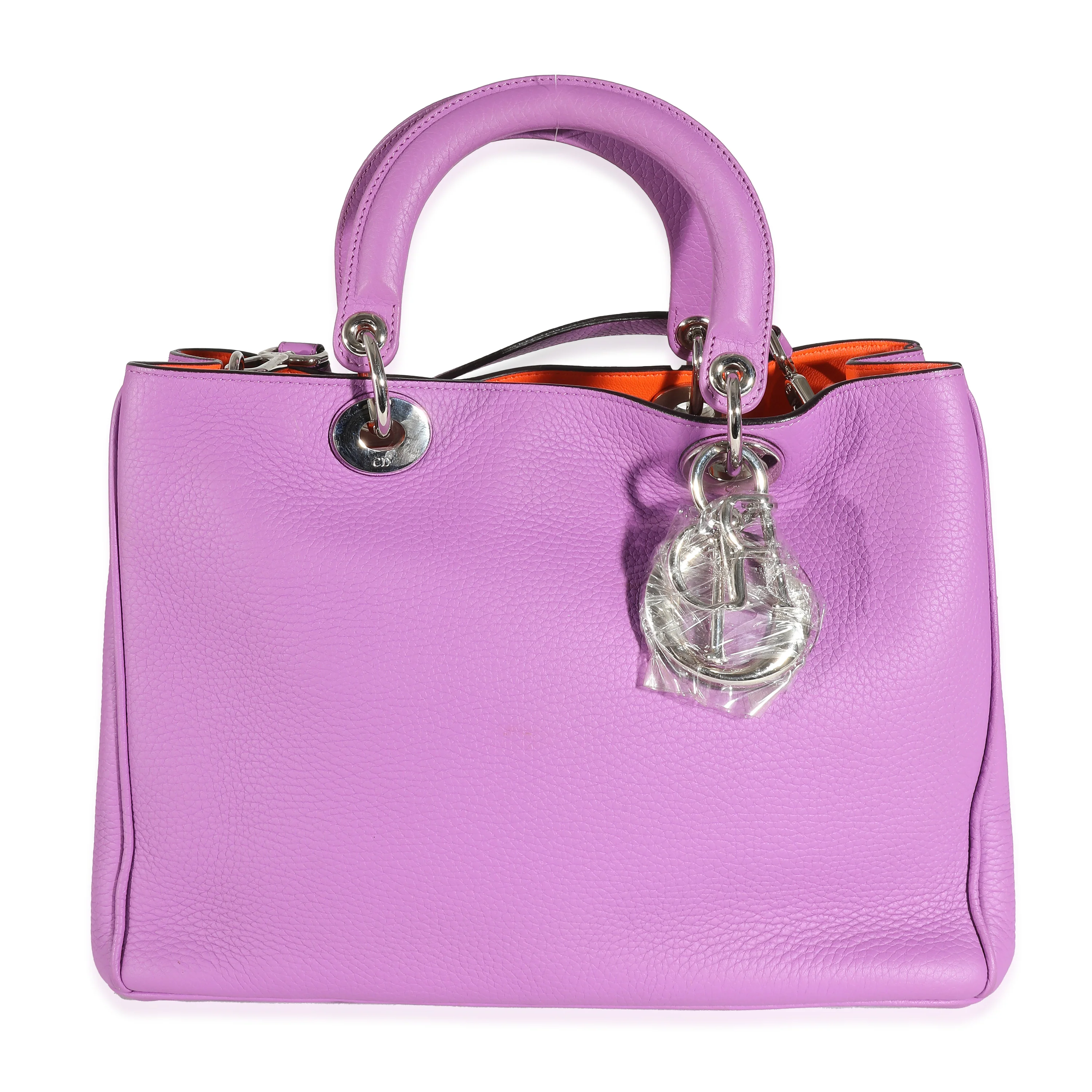 Christian Dior Purple Orange Bullcalf Medium Diorissimo Tote