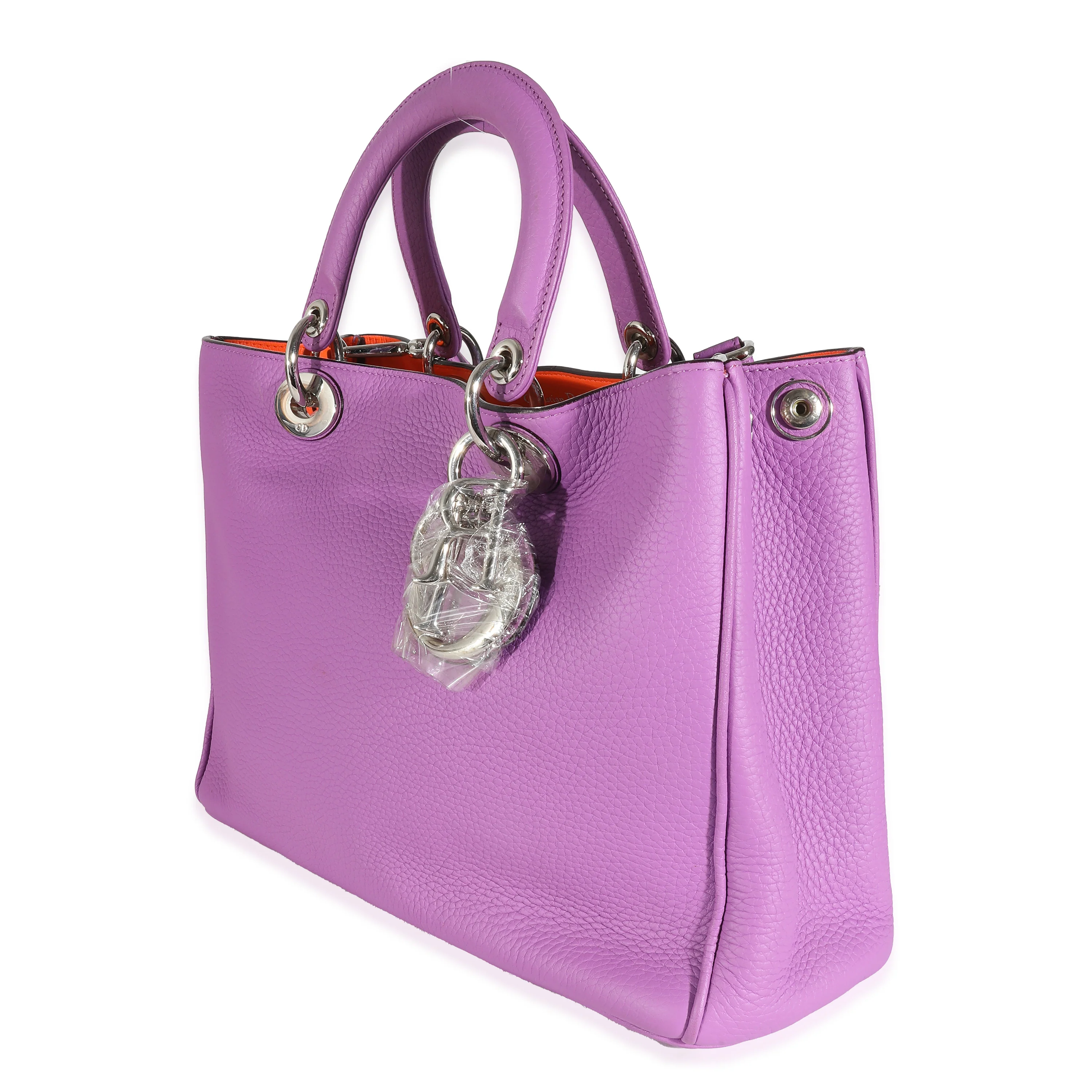 Christian Dior Purple Orange Bullcalf Medium Diorissimo Tote - Image 8