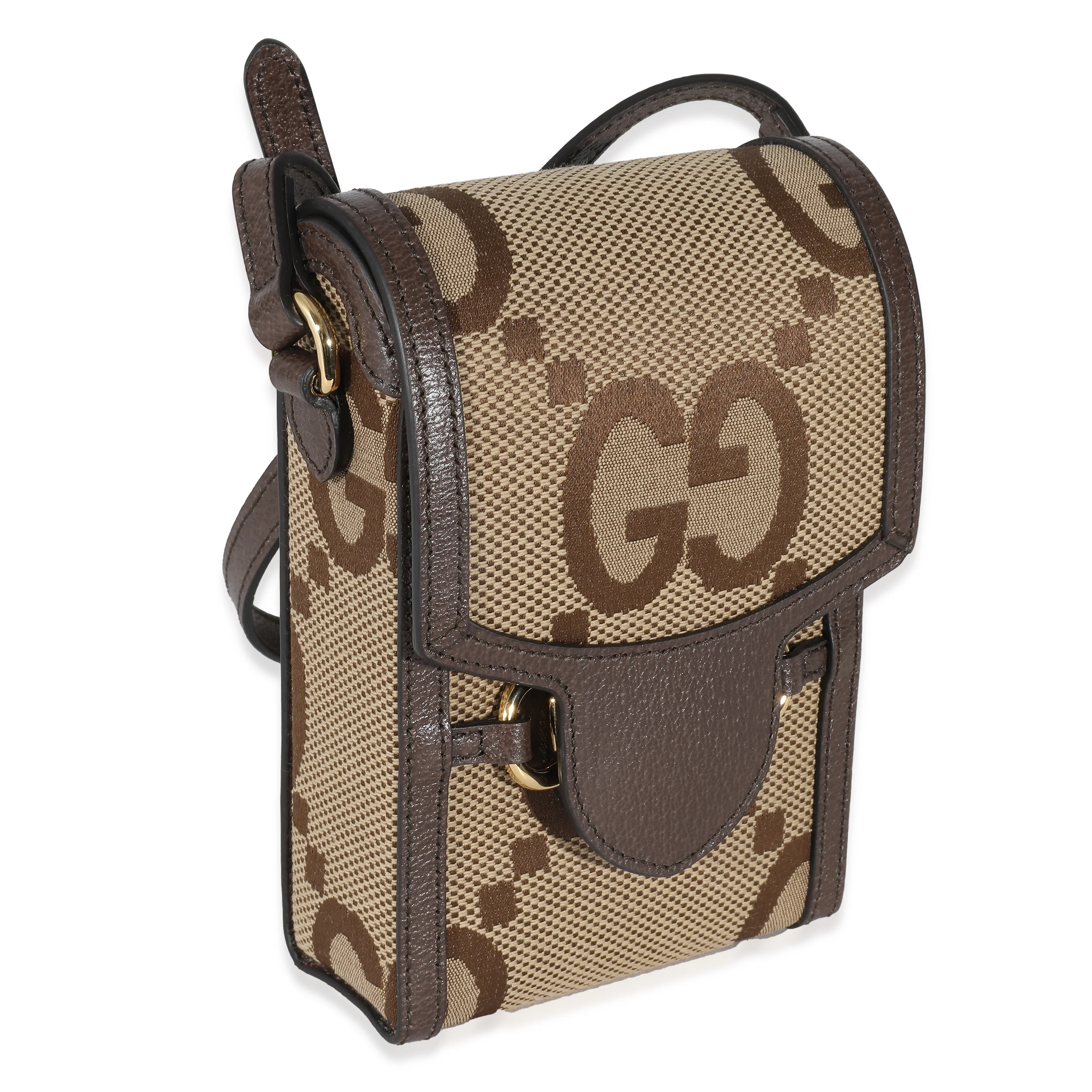 Gucci Beige Brown Jumbo GG Horsebit 1955 Mini Phone Holder - Image 3