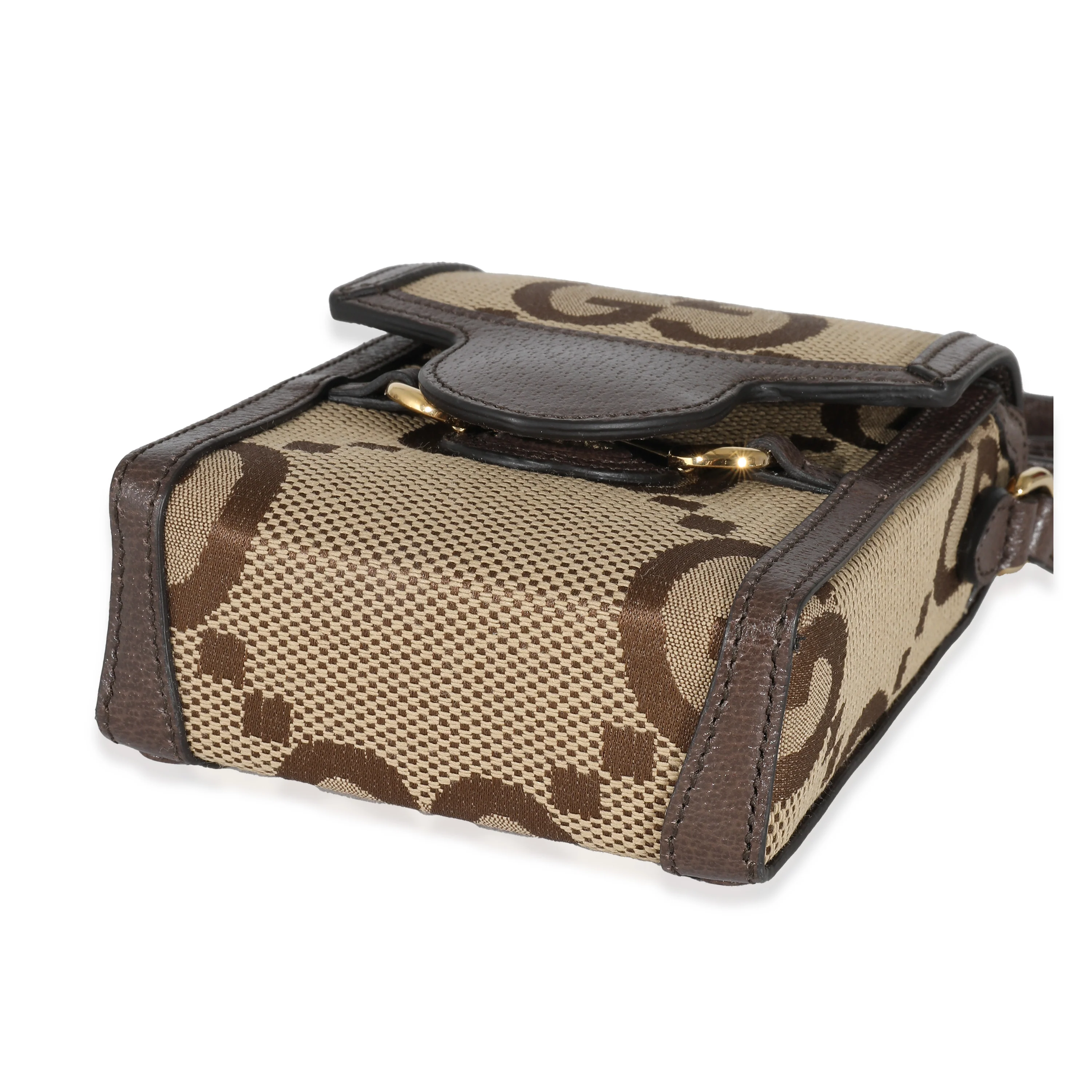 Gucci Beige Brown Jumbo GG Horsebit 1955 Mini Phone Holder - Image 6