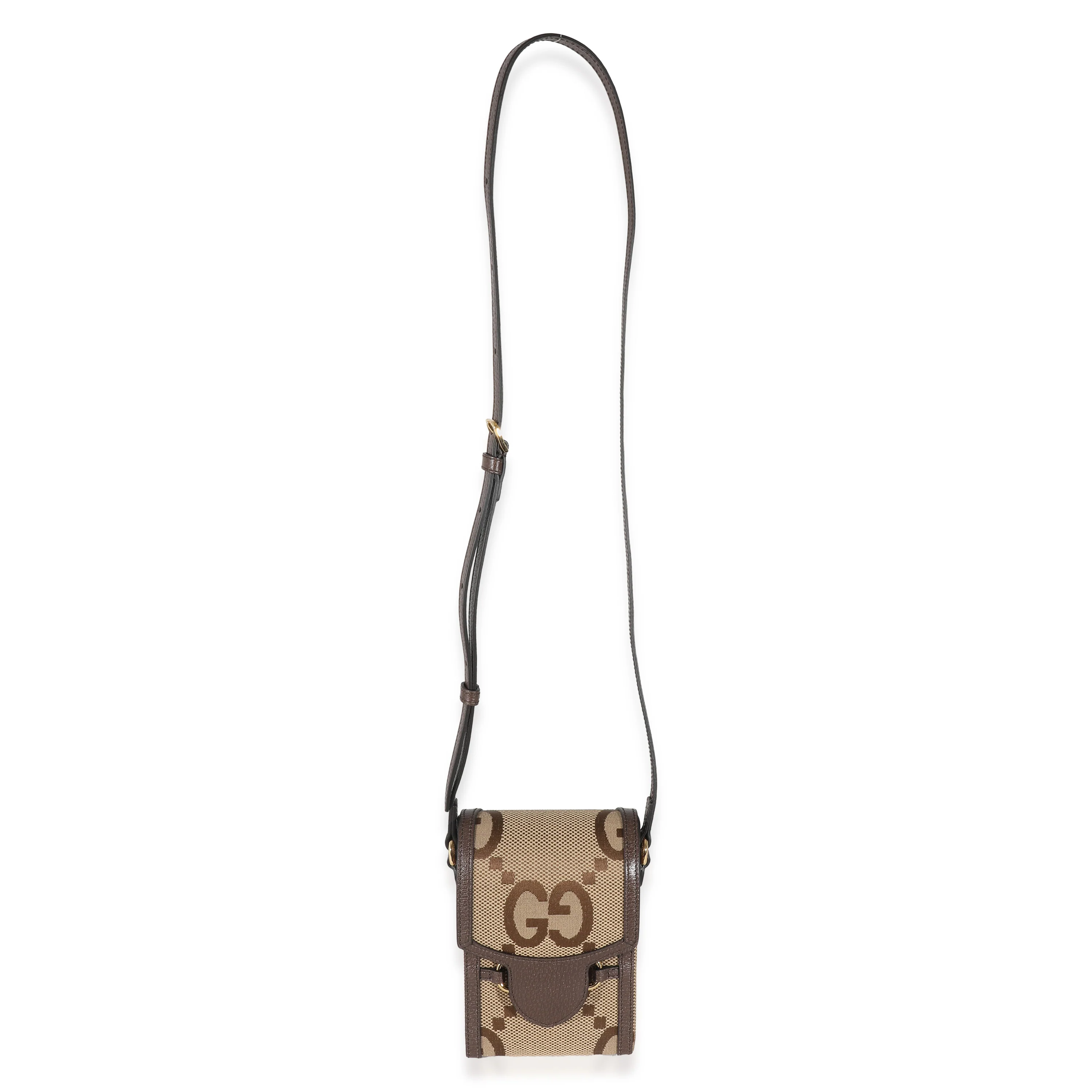 Gucci Beige Brown Jumbo GG Horsebit 1955 Mini Phone Holder - Image 8