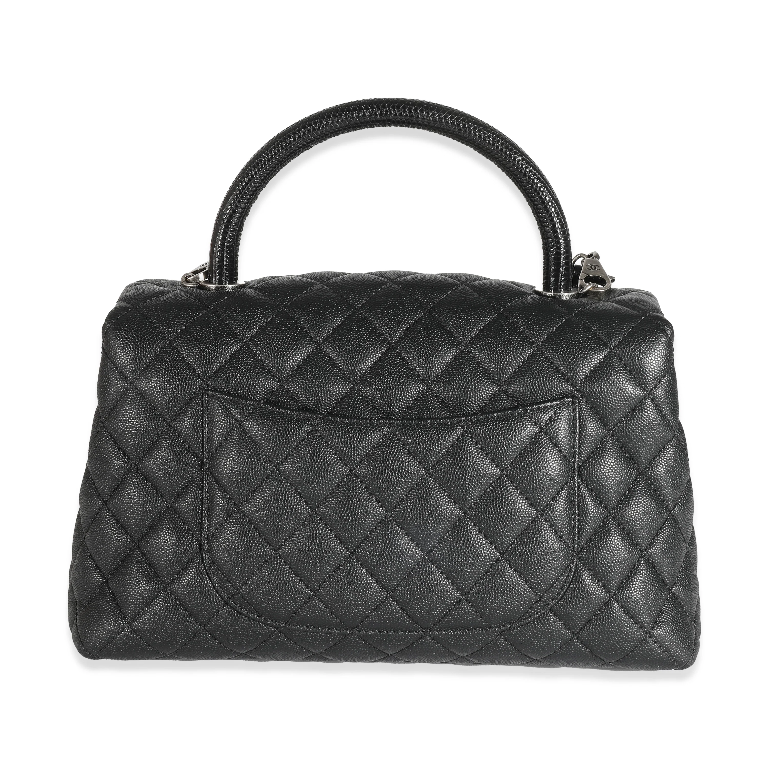Chanel Black Quilted Caviar Medium Coco Top Handle - Image 3