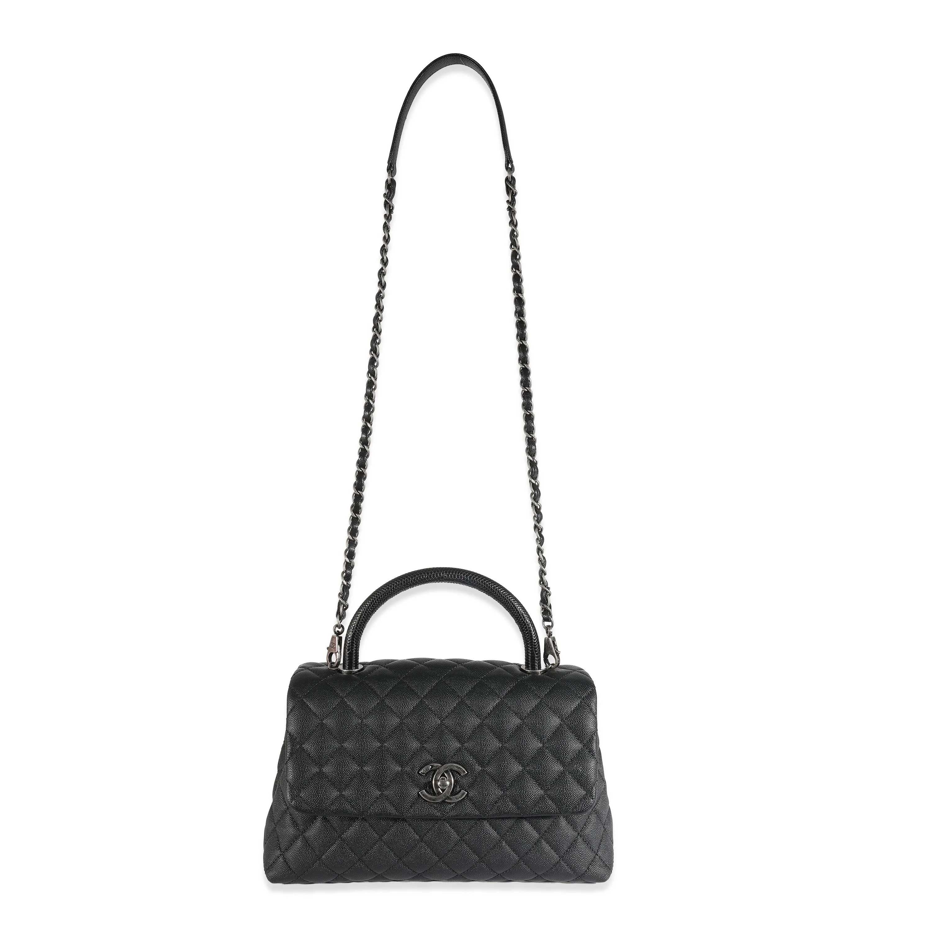 Chanel Black Quilted Caviar Medium Coco Top Handle - Image 4