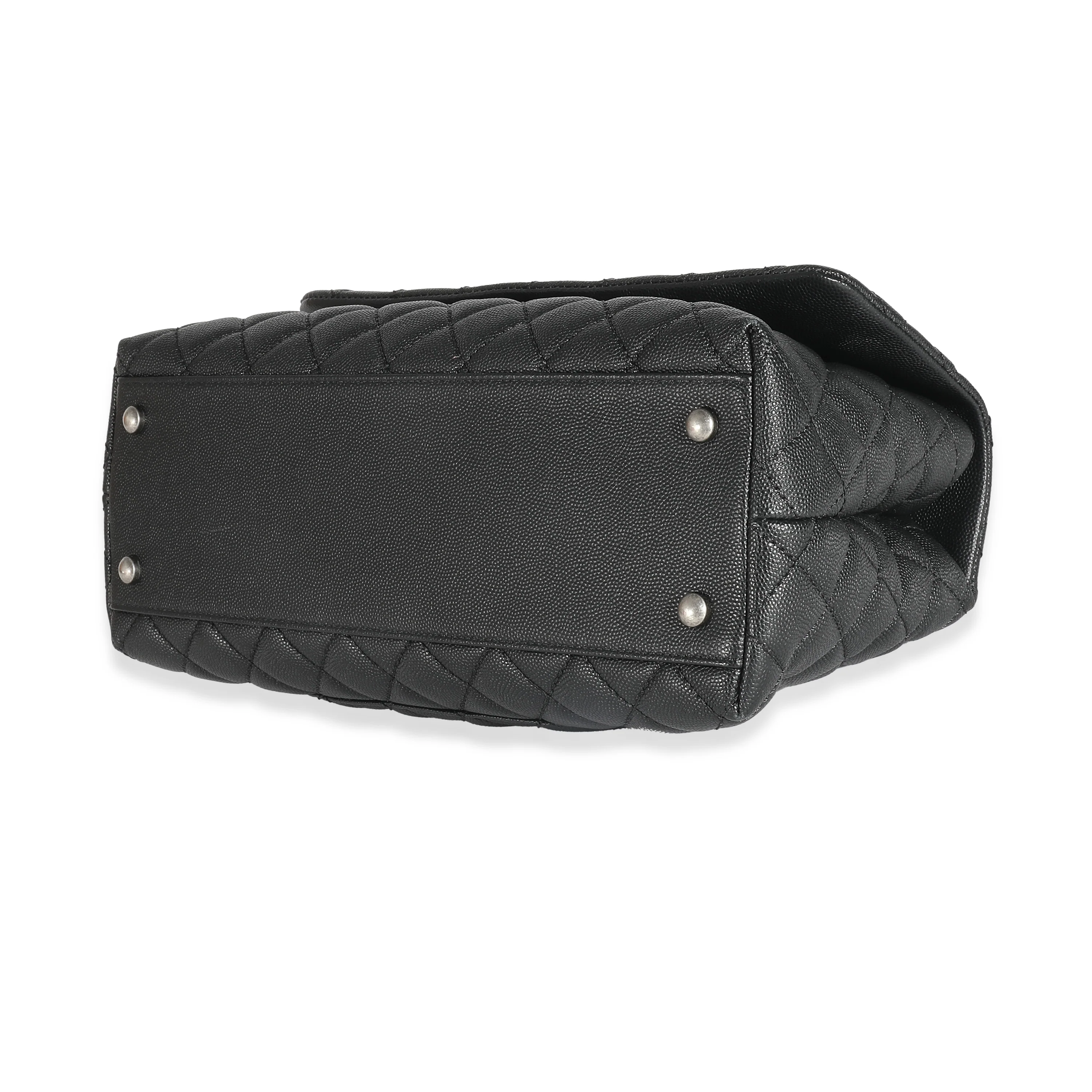 Chanel Black Quilted Caviar Medium Coco Top Handle - Image 7