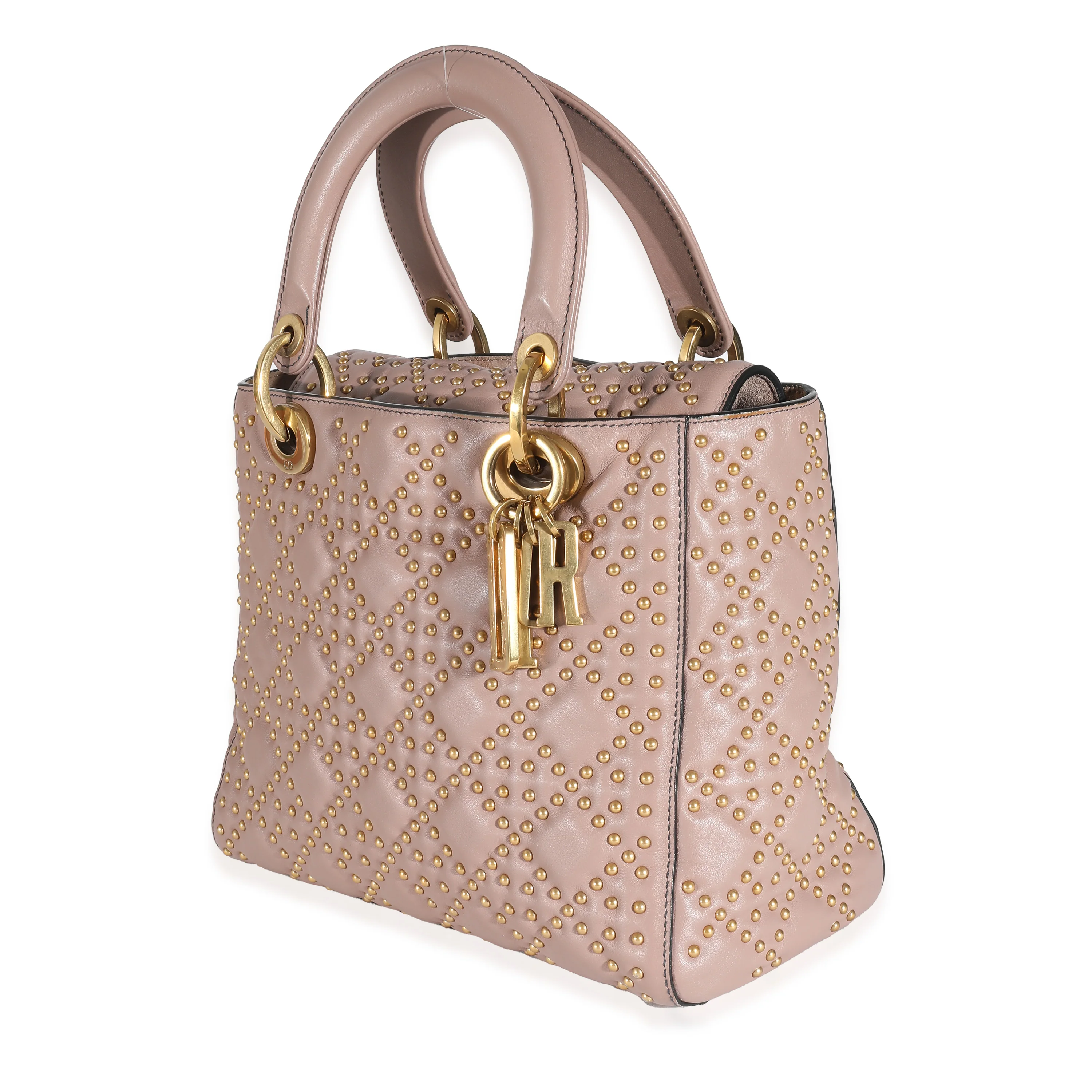 Christian Dior Light Pink Calfskin Cannage Studded Medium Supple Lady Dior - Image 2