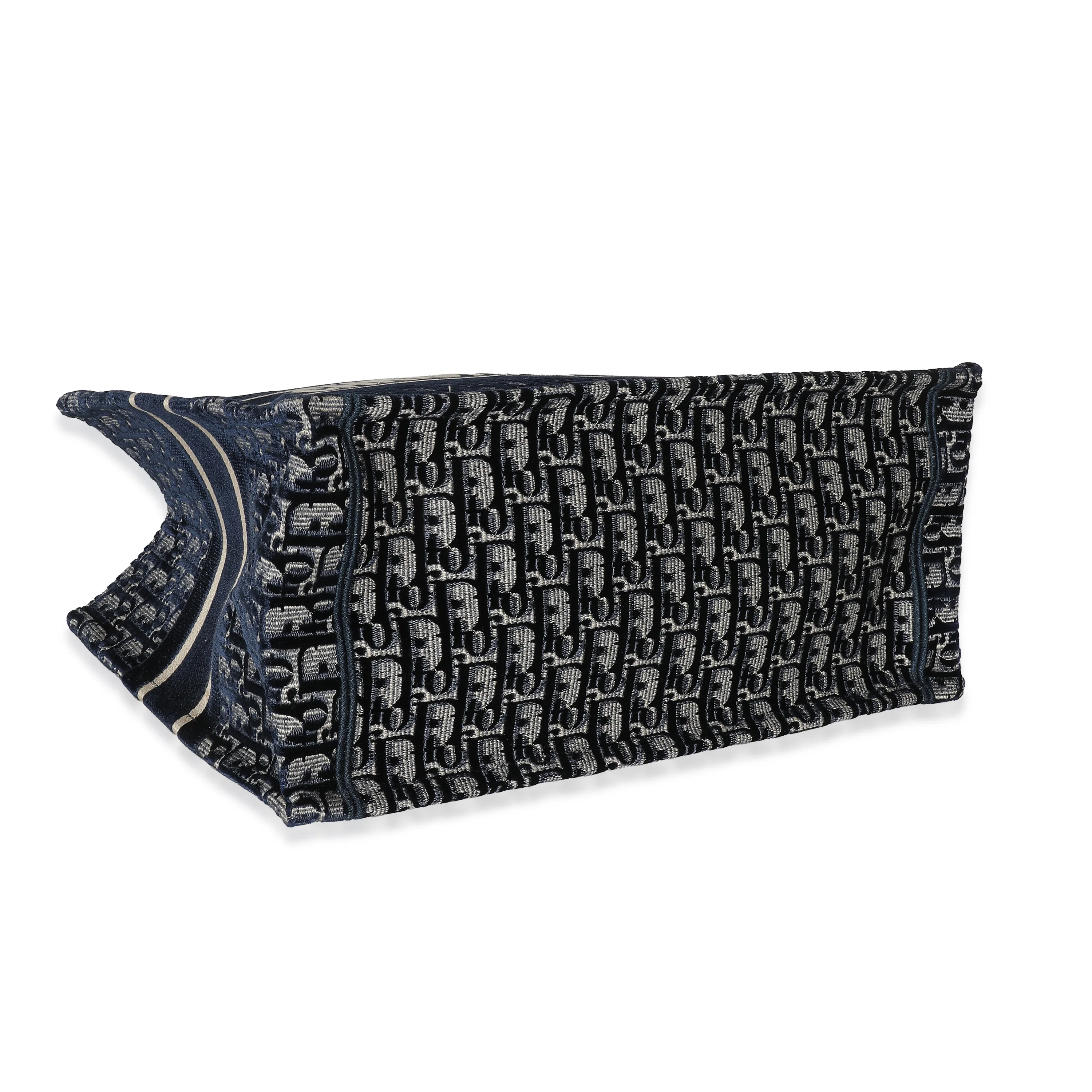 Christian Dior Blue Oblique Velvet Medium Book Tote - Image 4