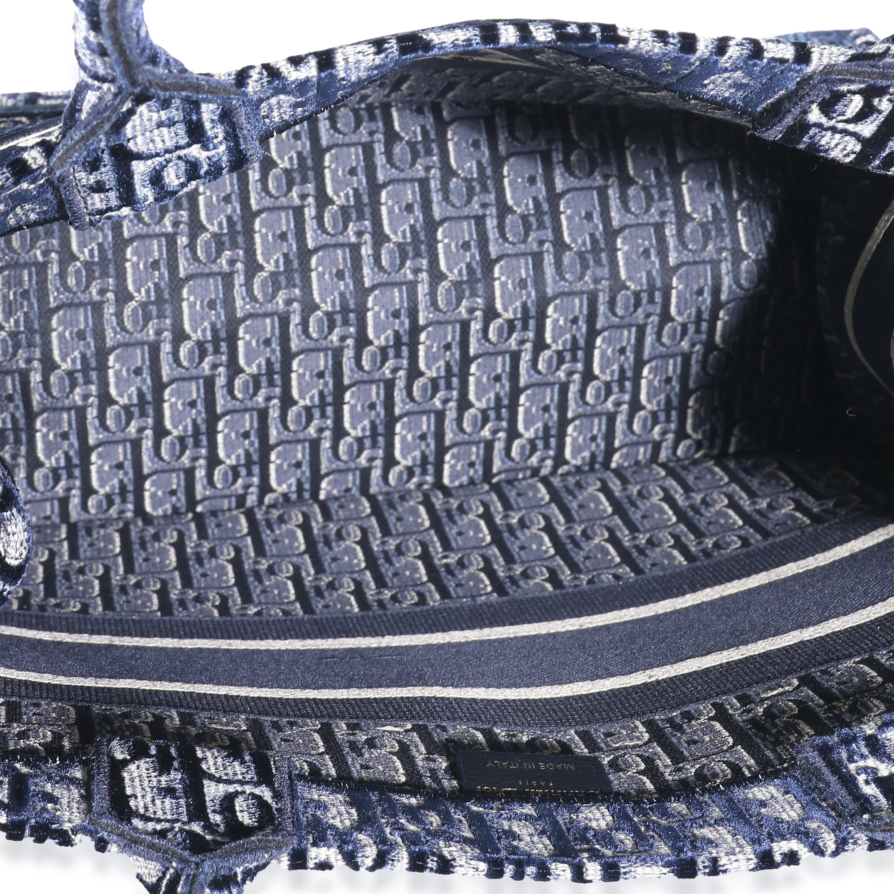 Christian Dior Blue Oblique Velvet Medium Book Tote - Image 8
