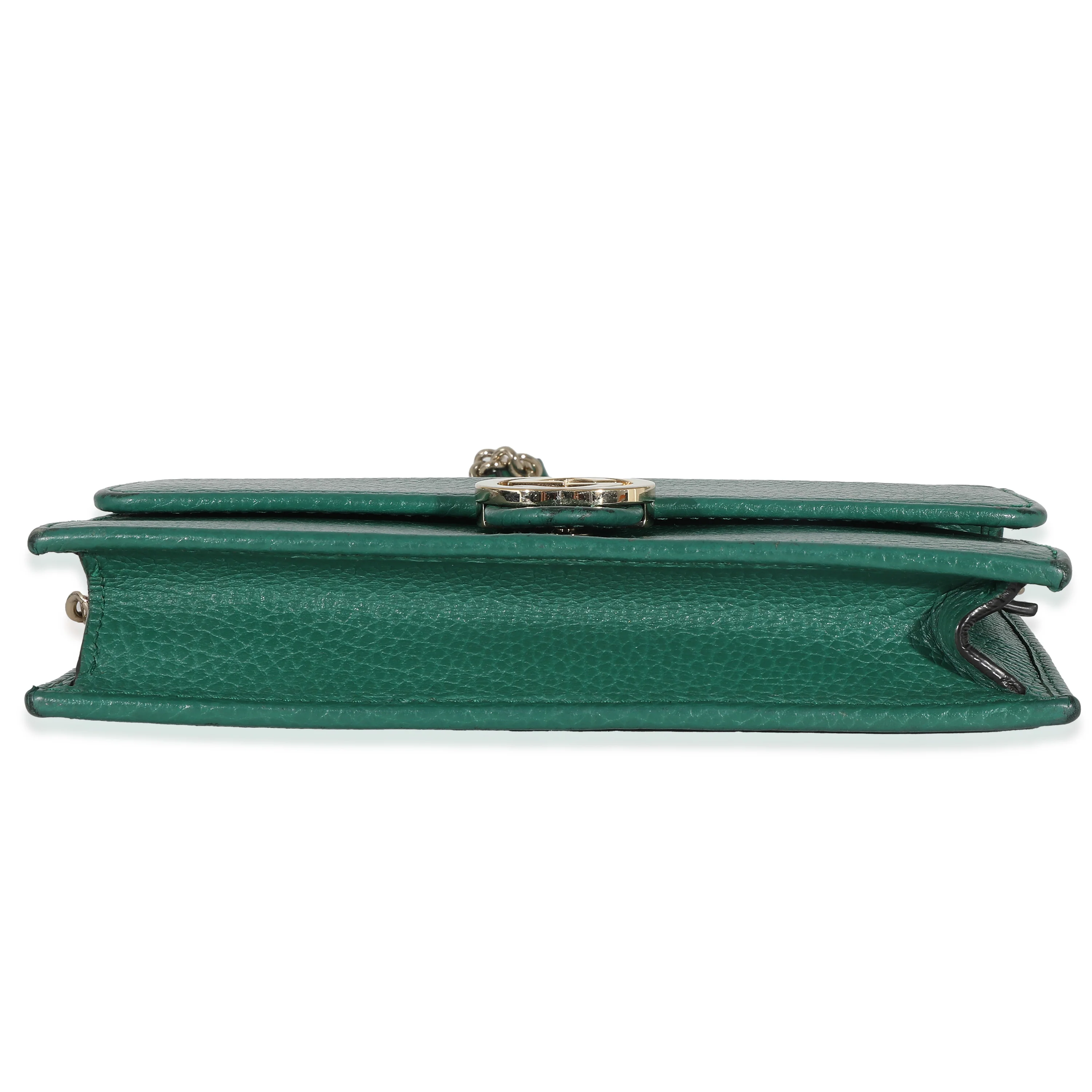 Green Dollar Calfskin Interlocking G Chain Wallet - Image 7