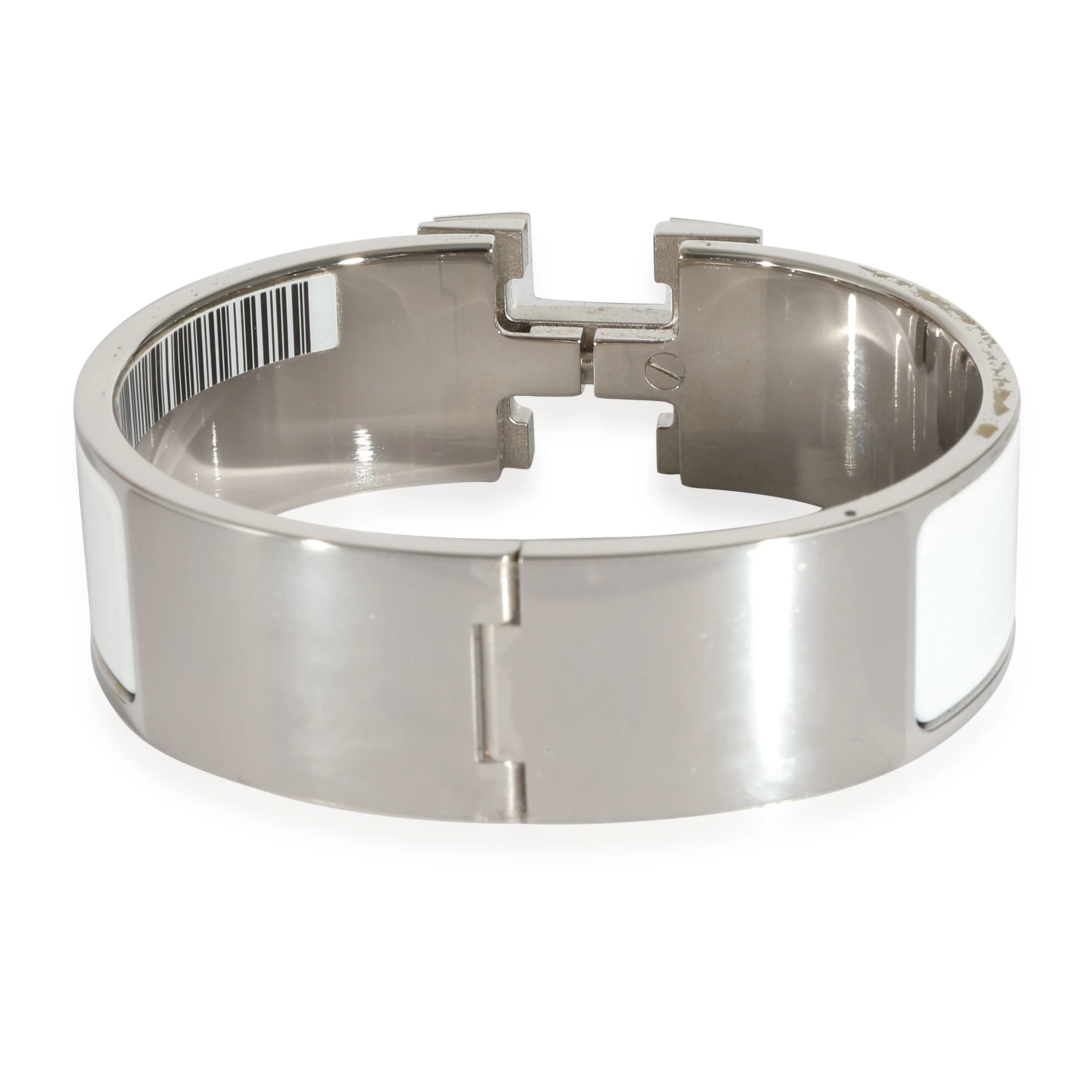 Hermès Blanc Enamel Palladium Clic Clac H Bracelet - Image 4