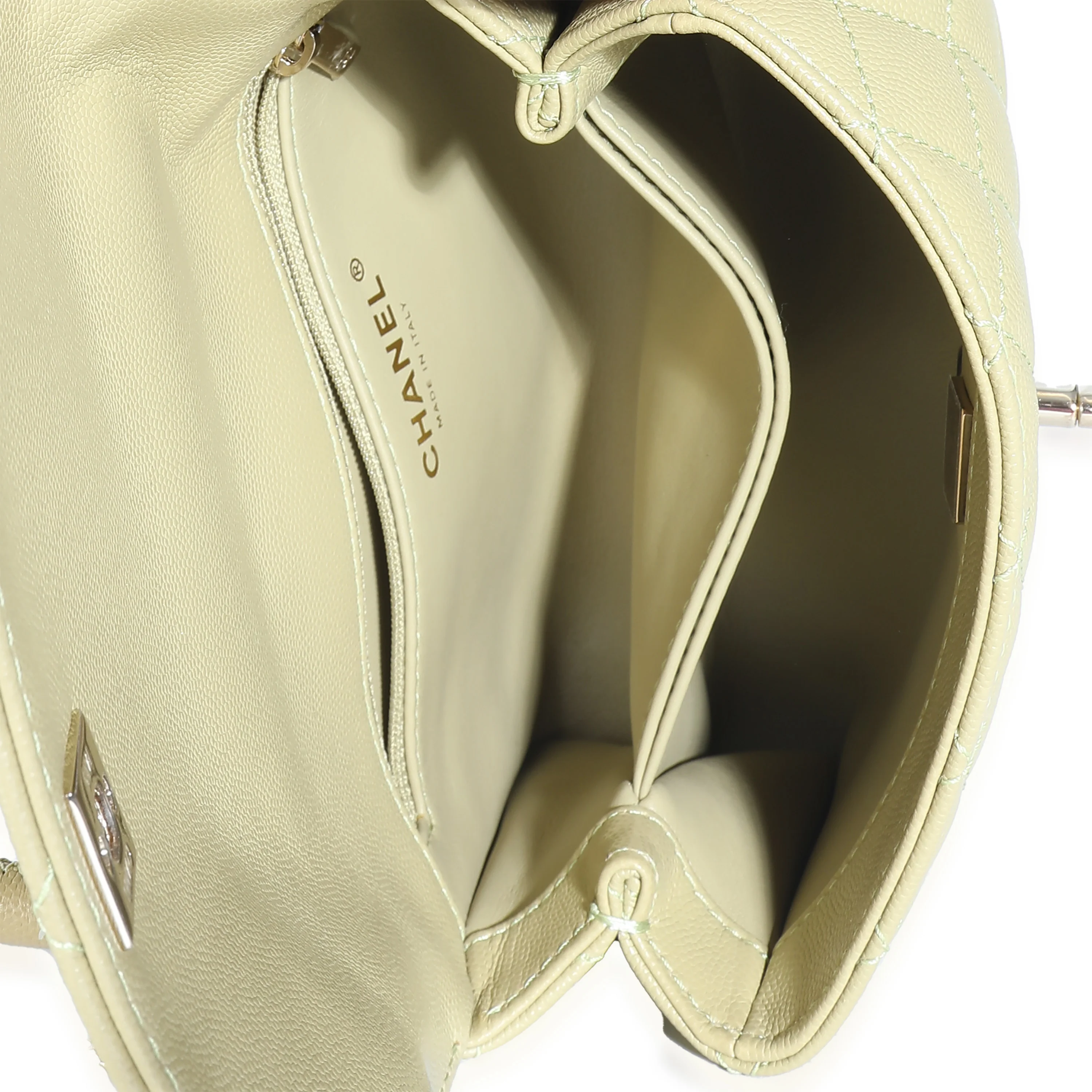 Chanel 22K Green Quilted Caviar Small Coco Top Handle - Image 9
