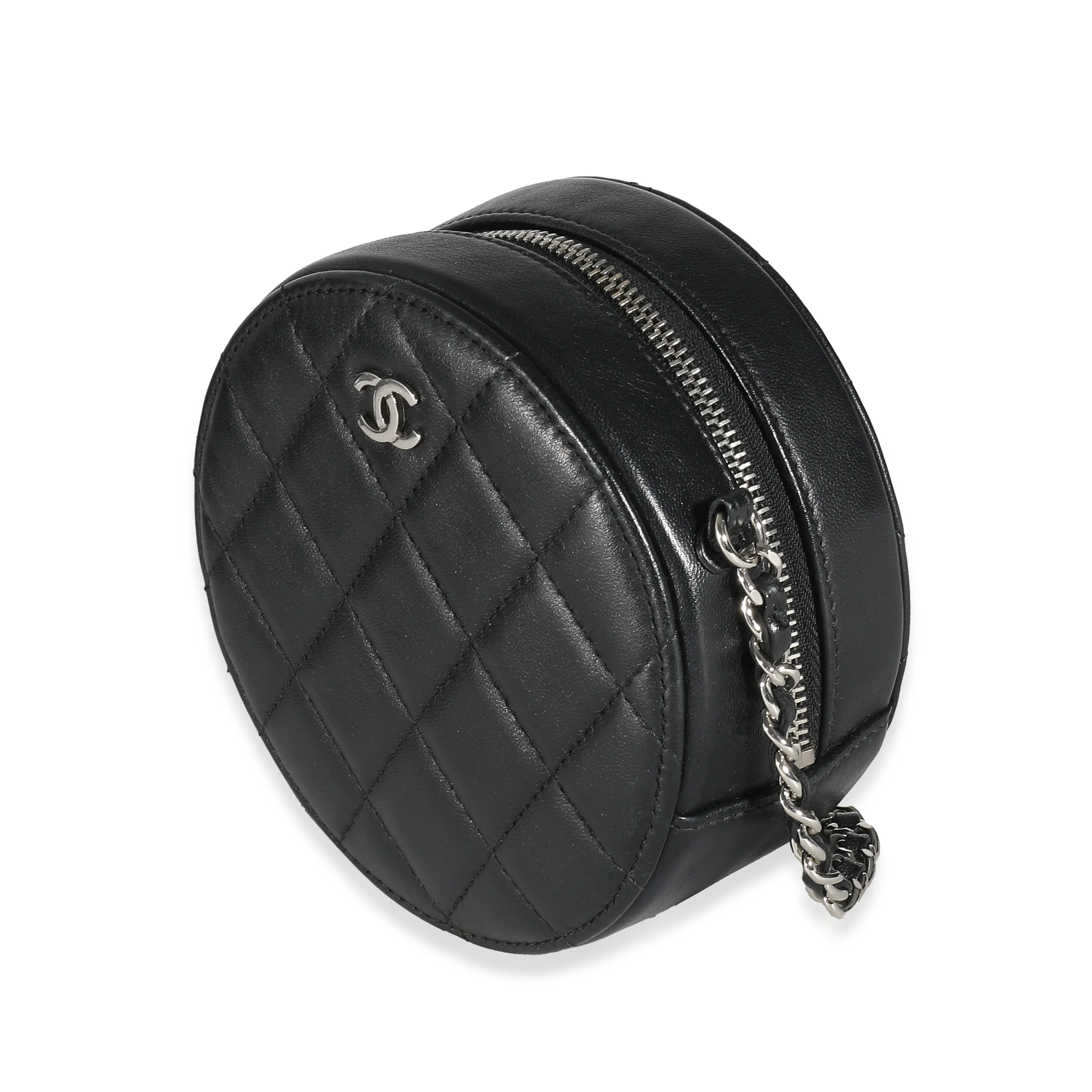 ChanelĀ Black Quilted Lambskin Round Clutch On Chain - Image 2