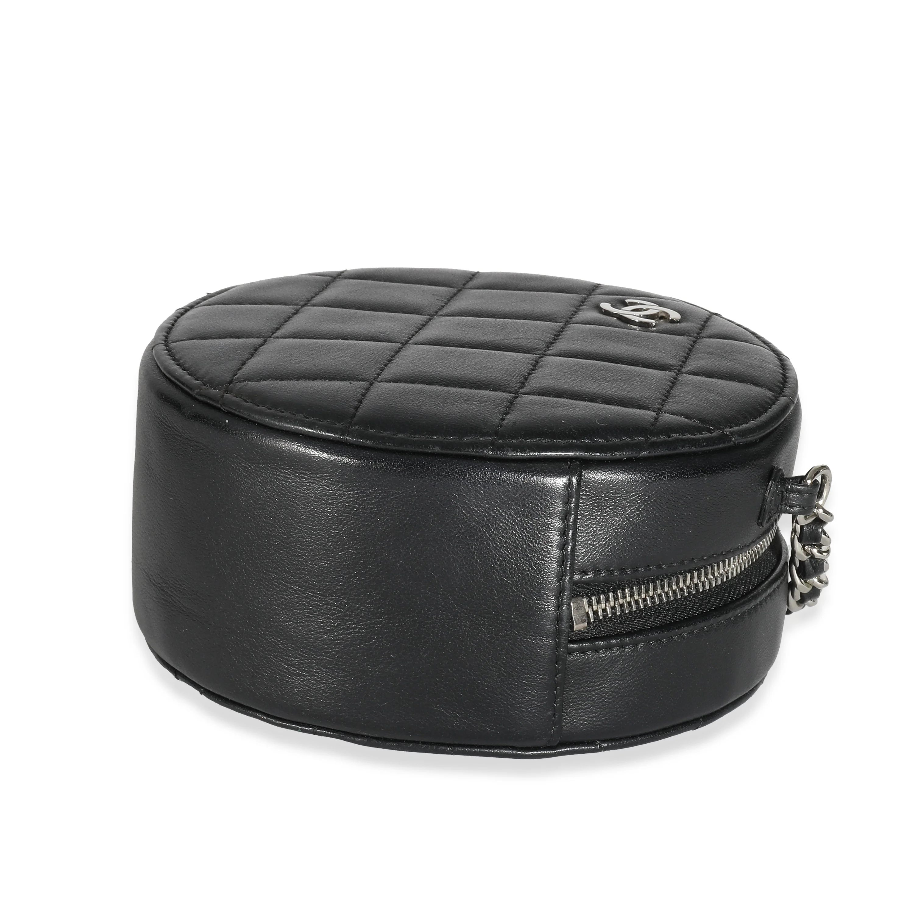 ChanelĀ Black Quilted Lambskin Round Clutch On Chain - Image 6