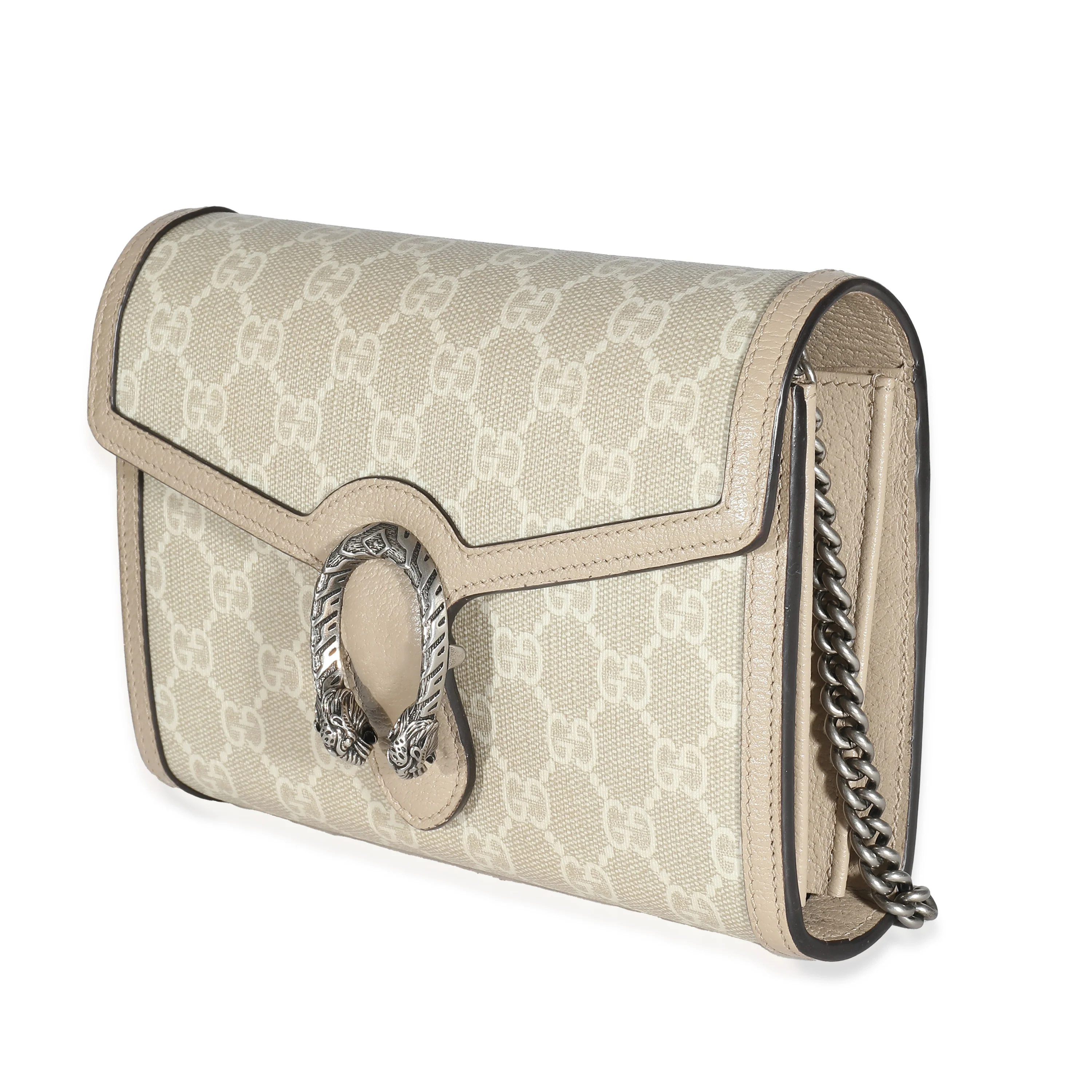 Gucci Beige White GG Supreme Dionysus Chain Wallet - Image 2