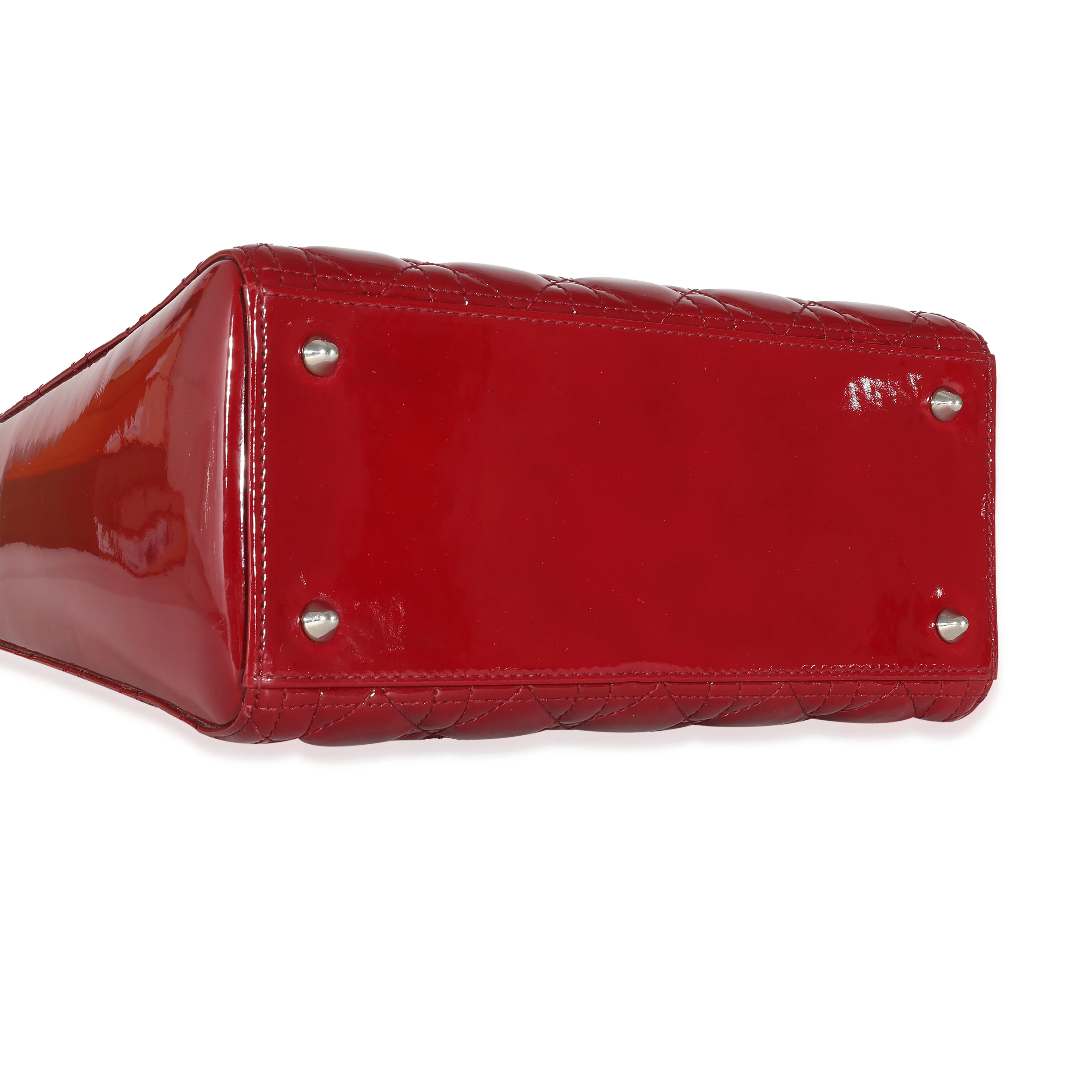Christian Dior Red Cannage Quilted Patent Medium Lady Dior - Image 4