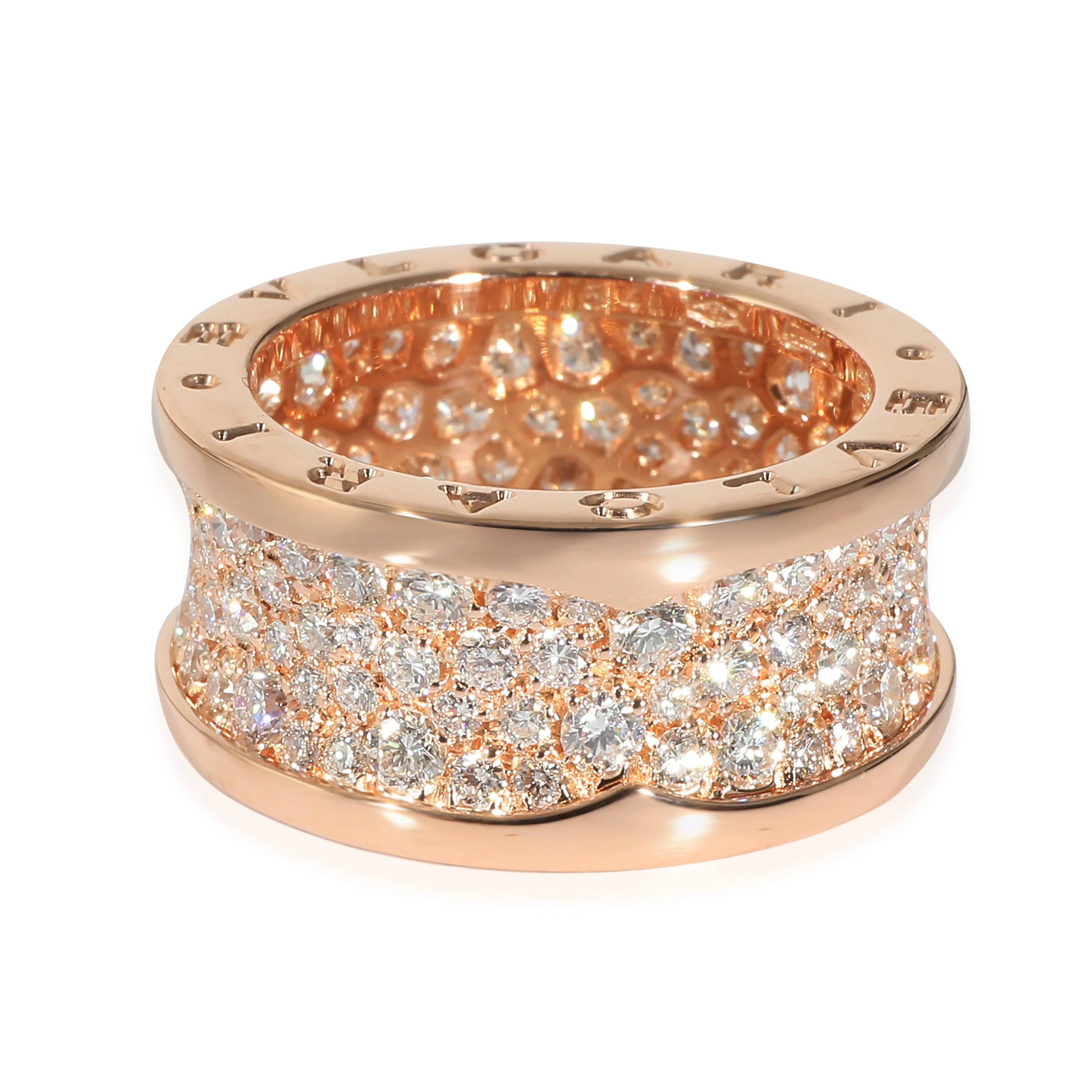 Bvlgari B.zero1 Ring With Pave Diamond in 18k Rose Gold 2.4 CTW