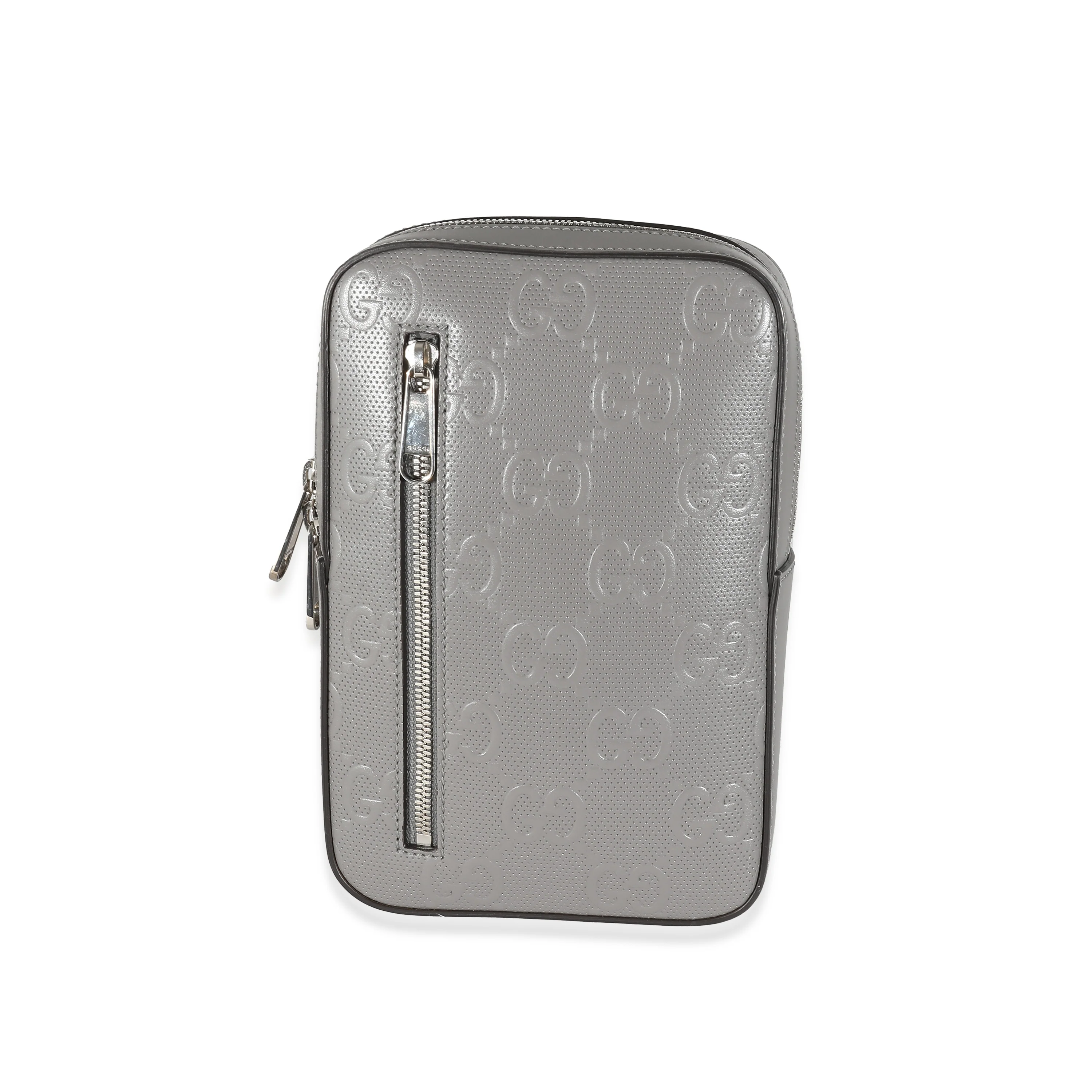 Gucci Grey GG Embossed Leather Sling Bag
