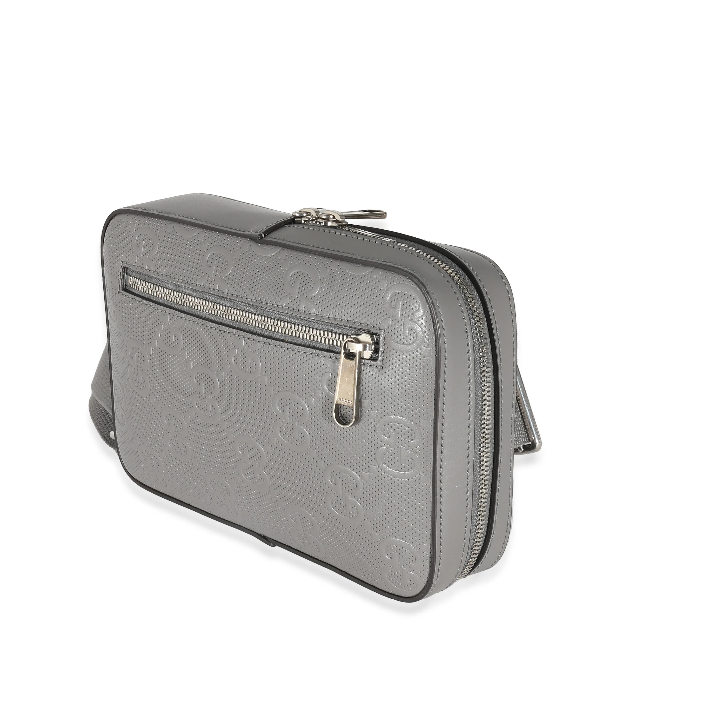 Gucci Grey GG Embossed Leather Sling Bag - Image 7