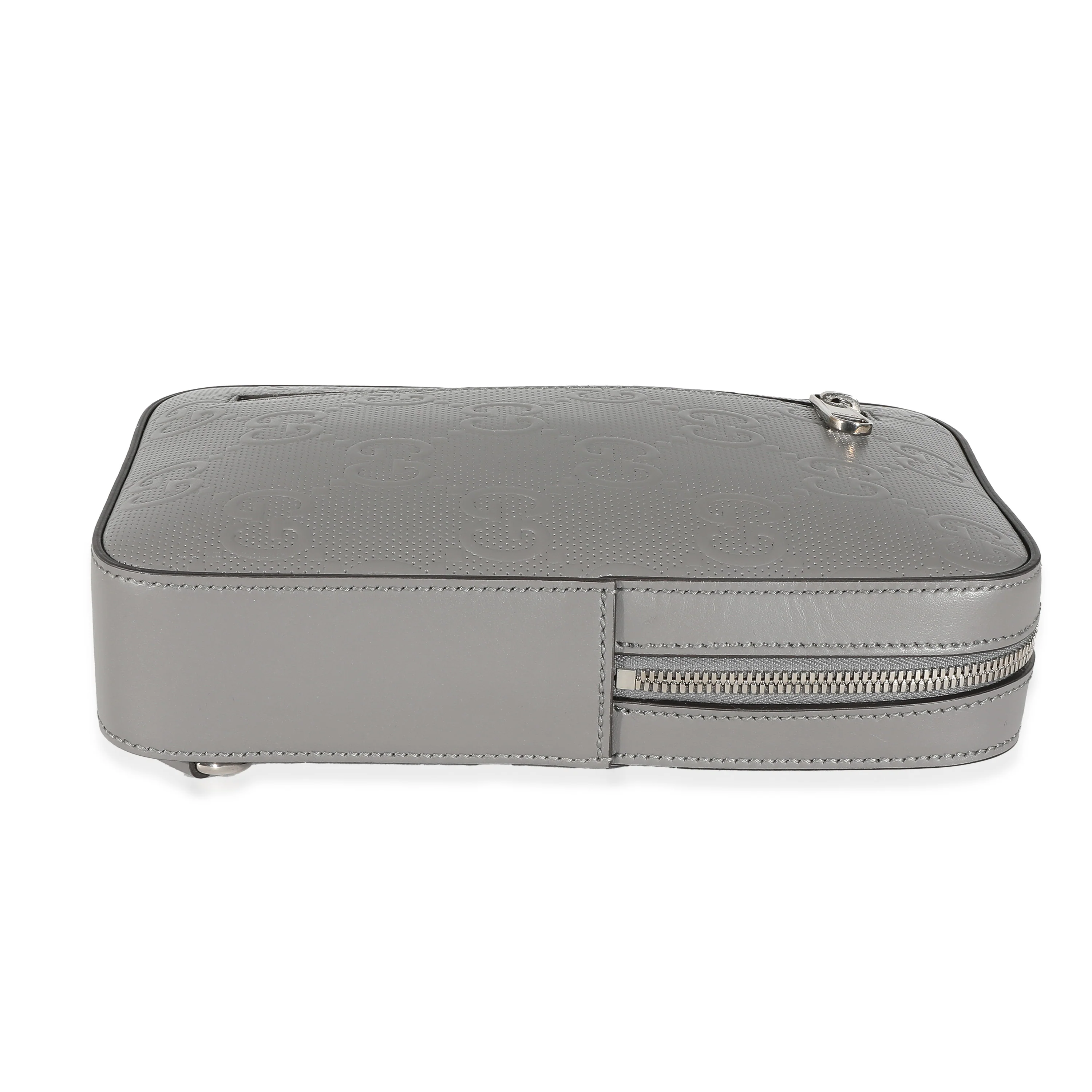 Gucci Grey GG Embossed Leather Sling Bag - Image 8