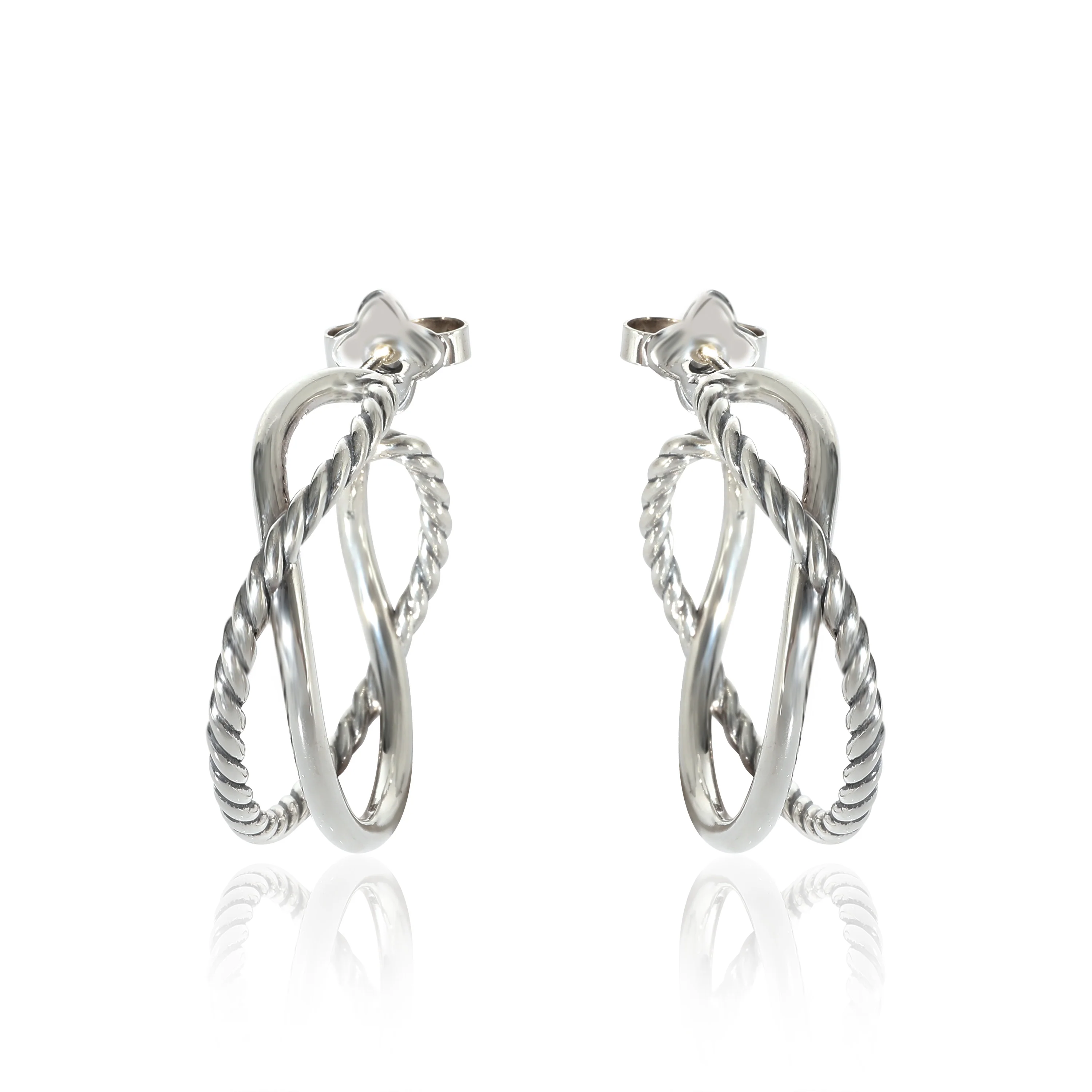 David Yurman Crossover Hoop Earrings in Sterling Silver