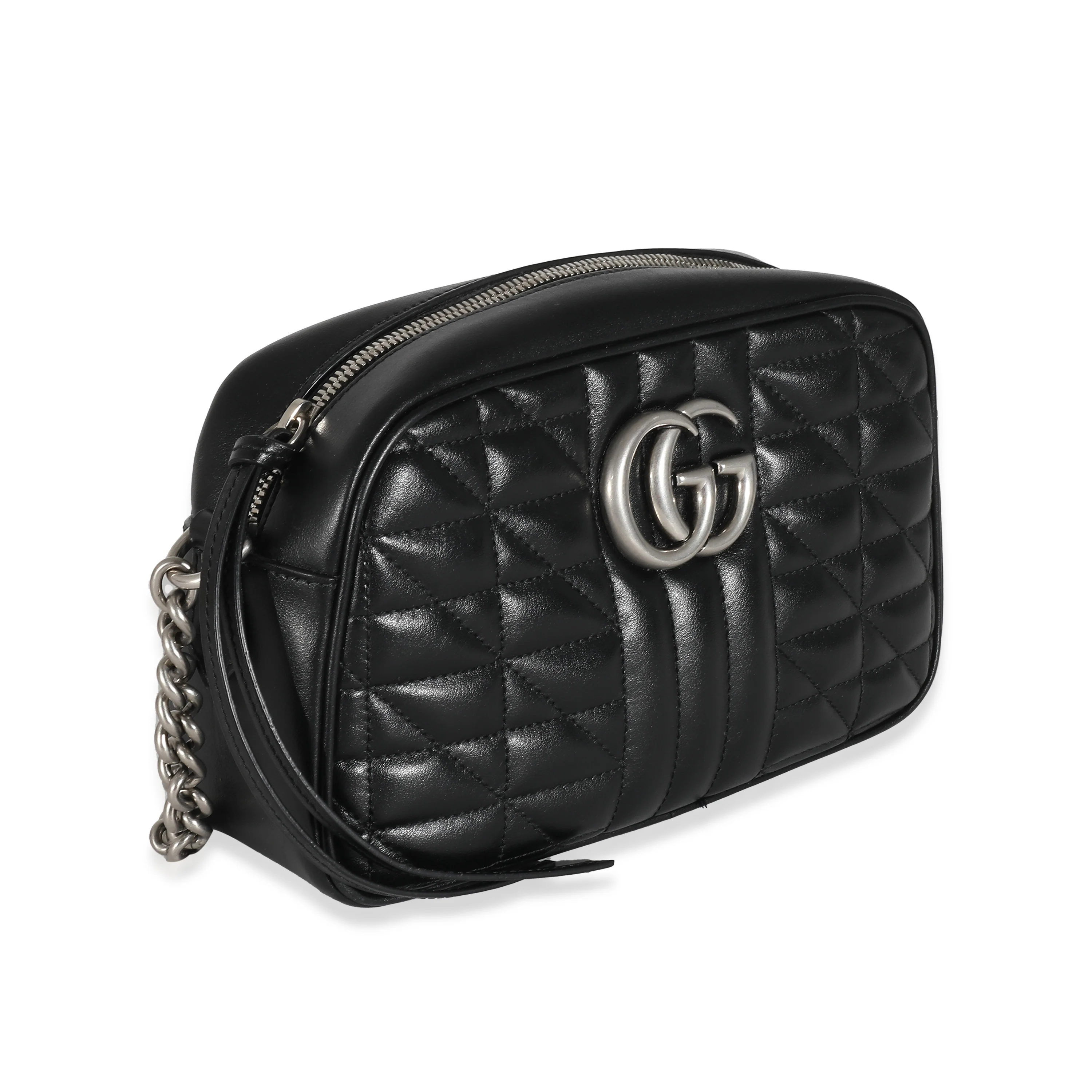 Gucci Black Matelasse Calfskin Aria Small GG Marmont Shoulder - Image 3