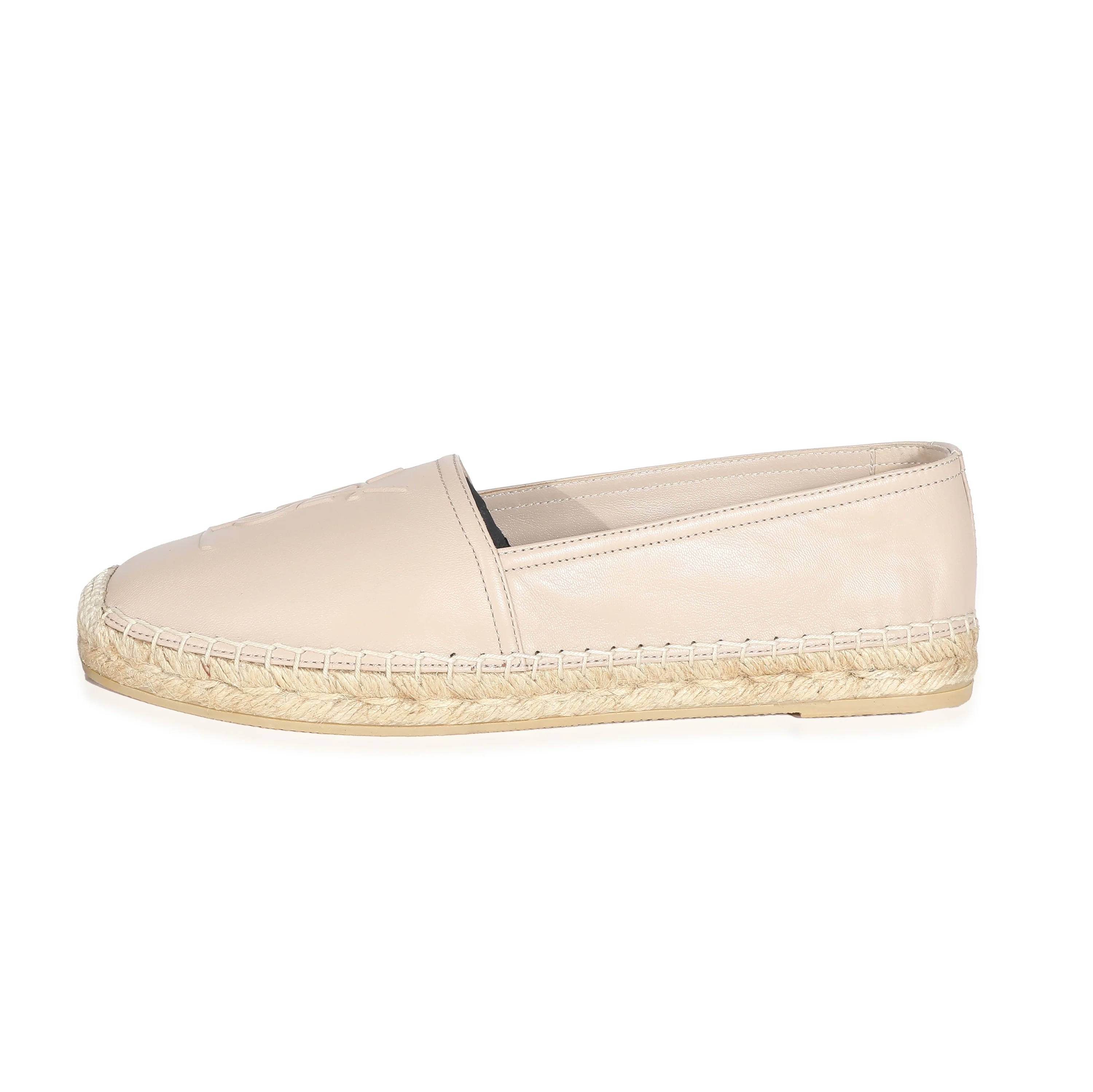 Saint Laurent Rose Poudre Calfskin Monogram Espadrille 38 - Image 6