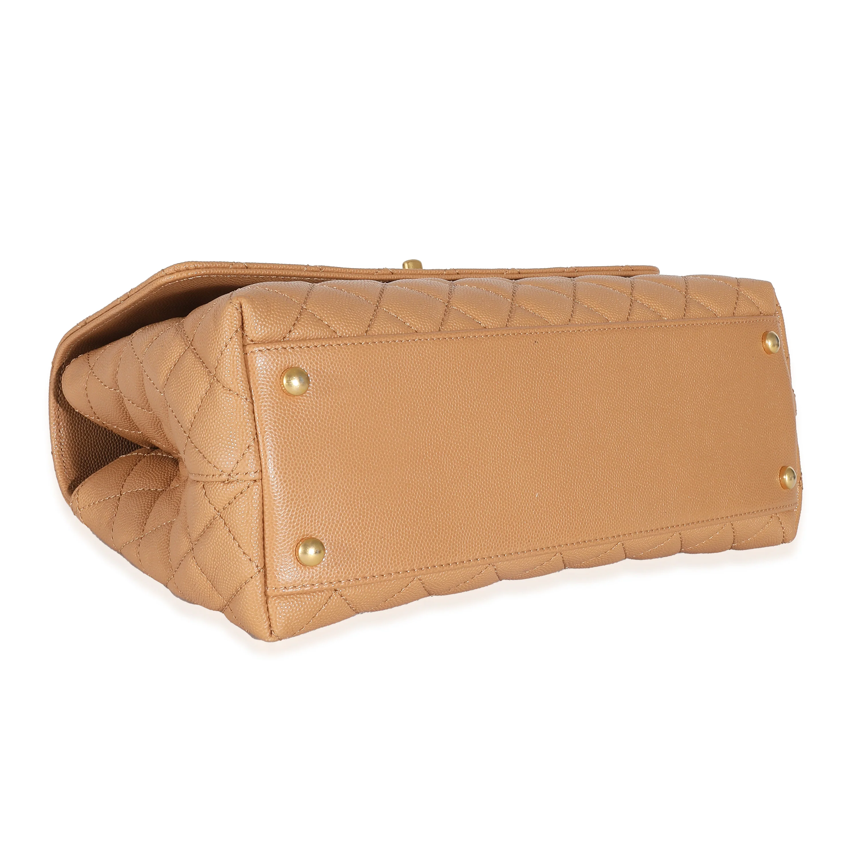 Chanel 23P Beige Quilted Caviar Large Coco Top Handle Bag - Image 4
