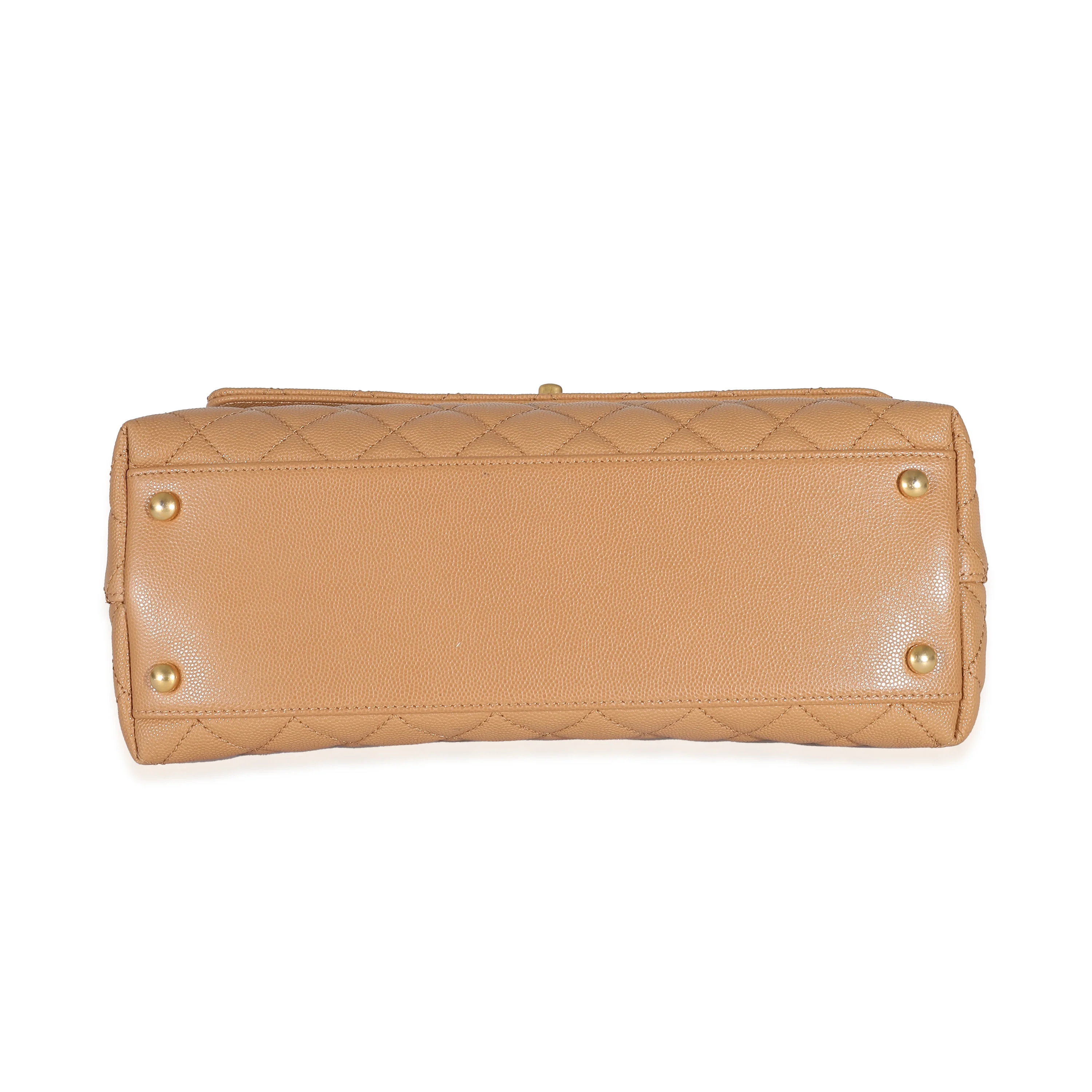 Chanel 23P Beige Quilted Caviar Large Coco Top Handle Bag - Image 7