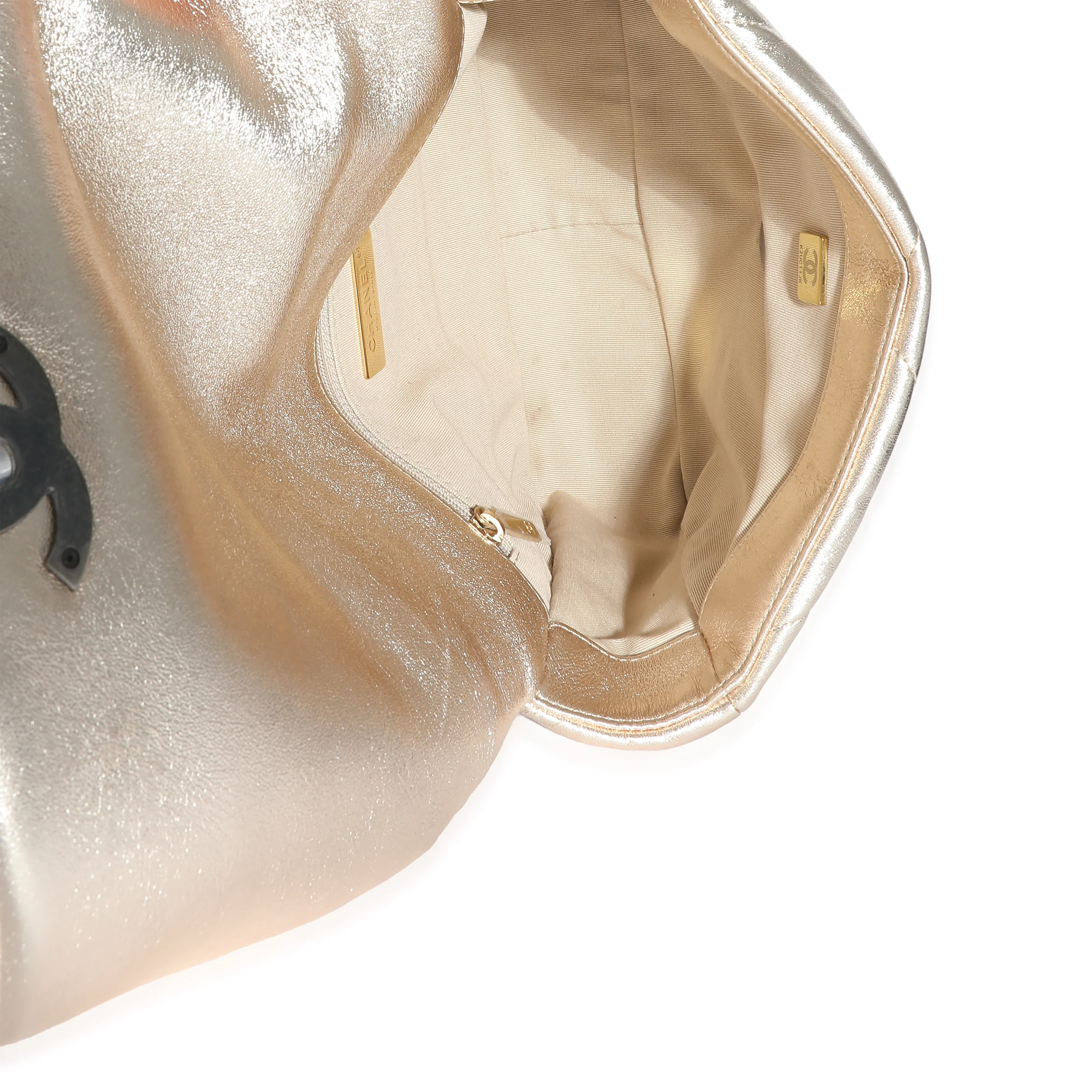 Chanel Gold Metallic Quilted Lambskin Medium Chanel 19 Bag - Image 8