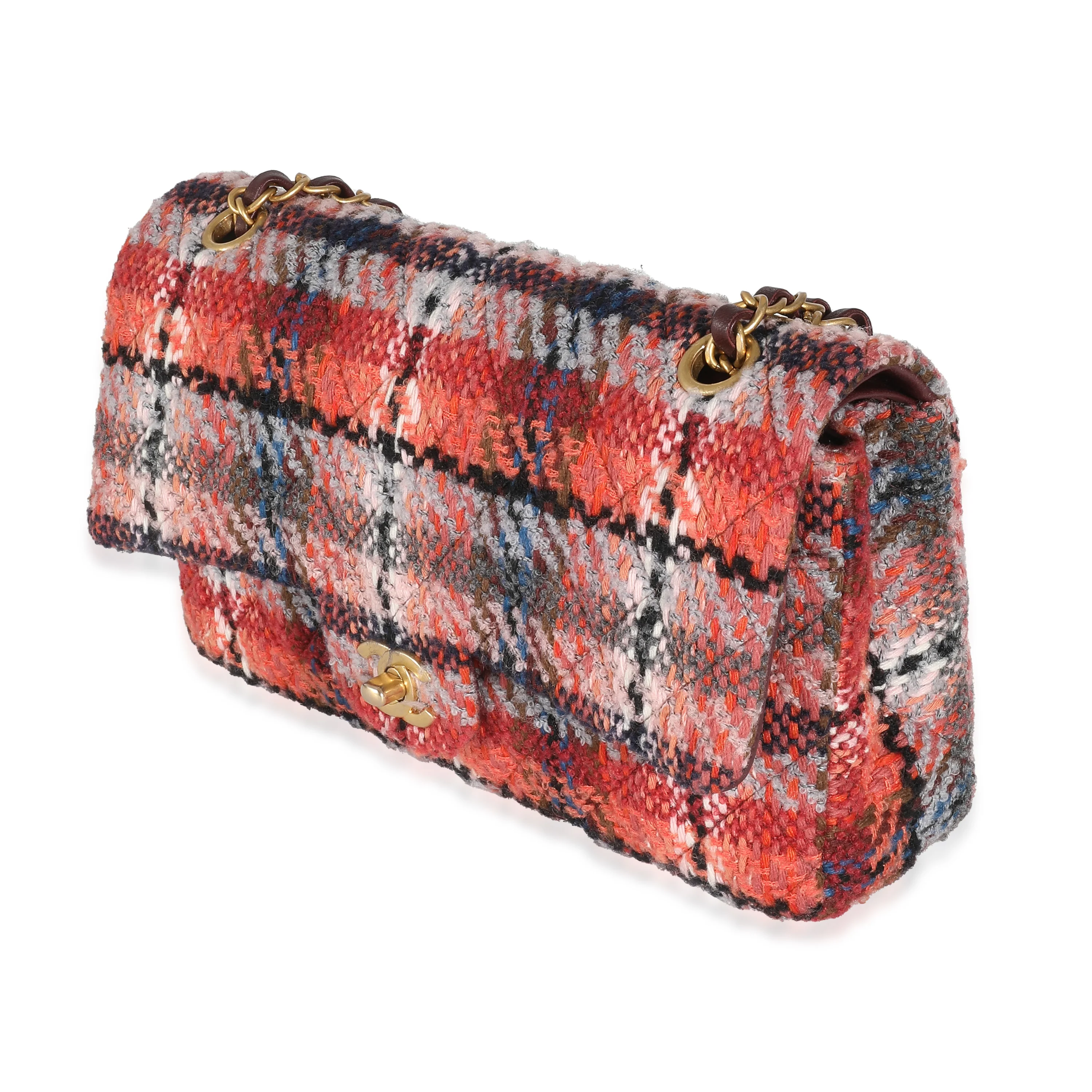 21B Brown Red Tweed Medium Classic Double Flap Bag - Image 2