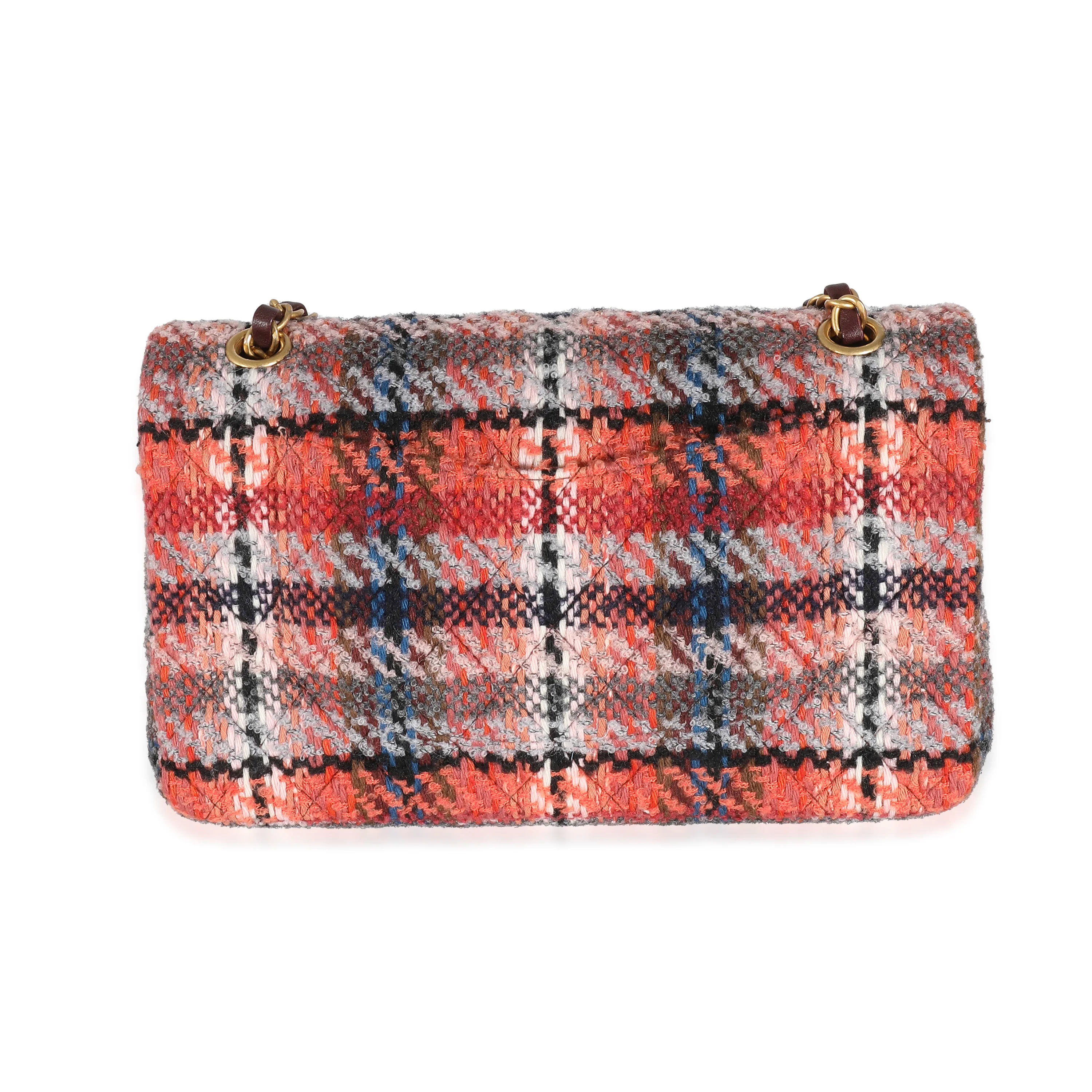 21B Brown Red Tweed Medium Classic Double Flap Bag - Image 3