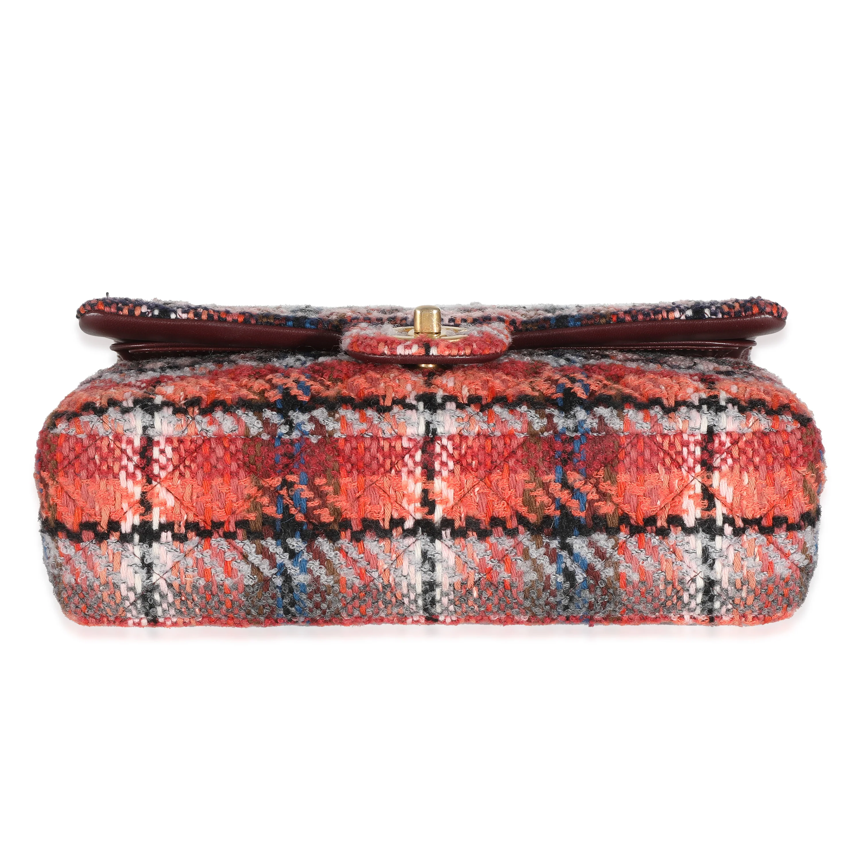 21B Brown Red Tweed Medium Classic Double Flap Bag - Image 5