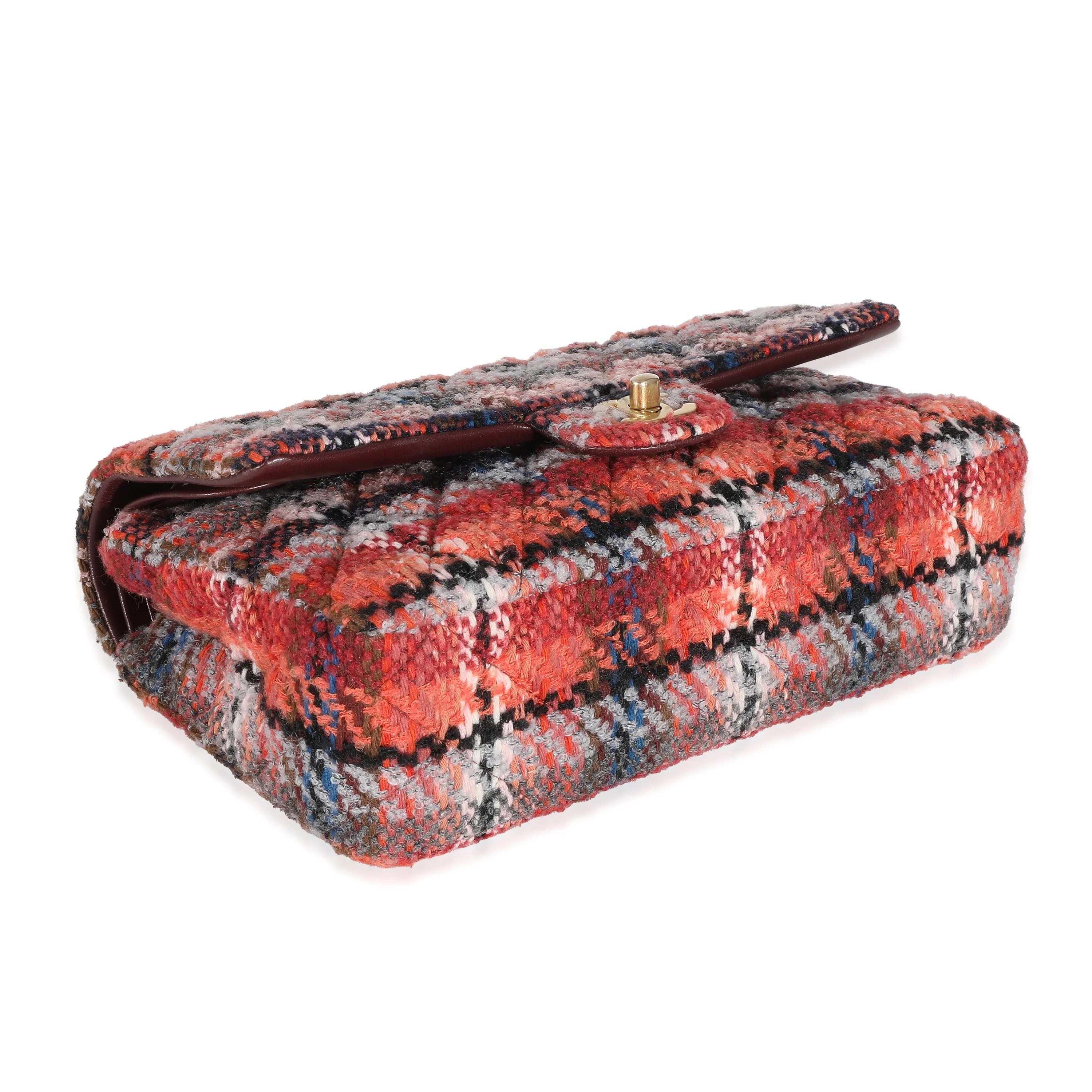 21B Brown Red Tweed Medium Classic Double Flap Bag - Image 6