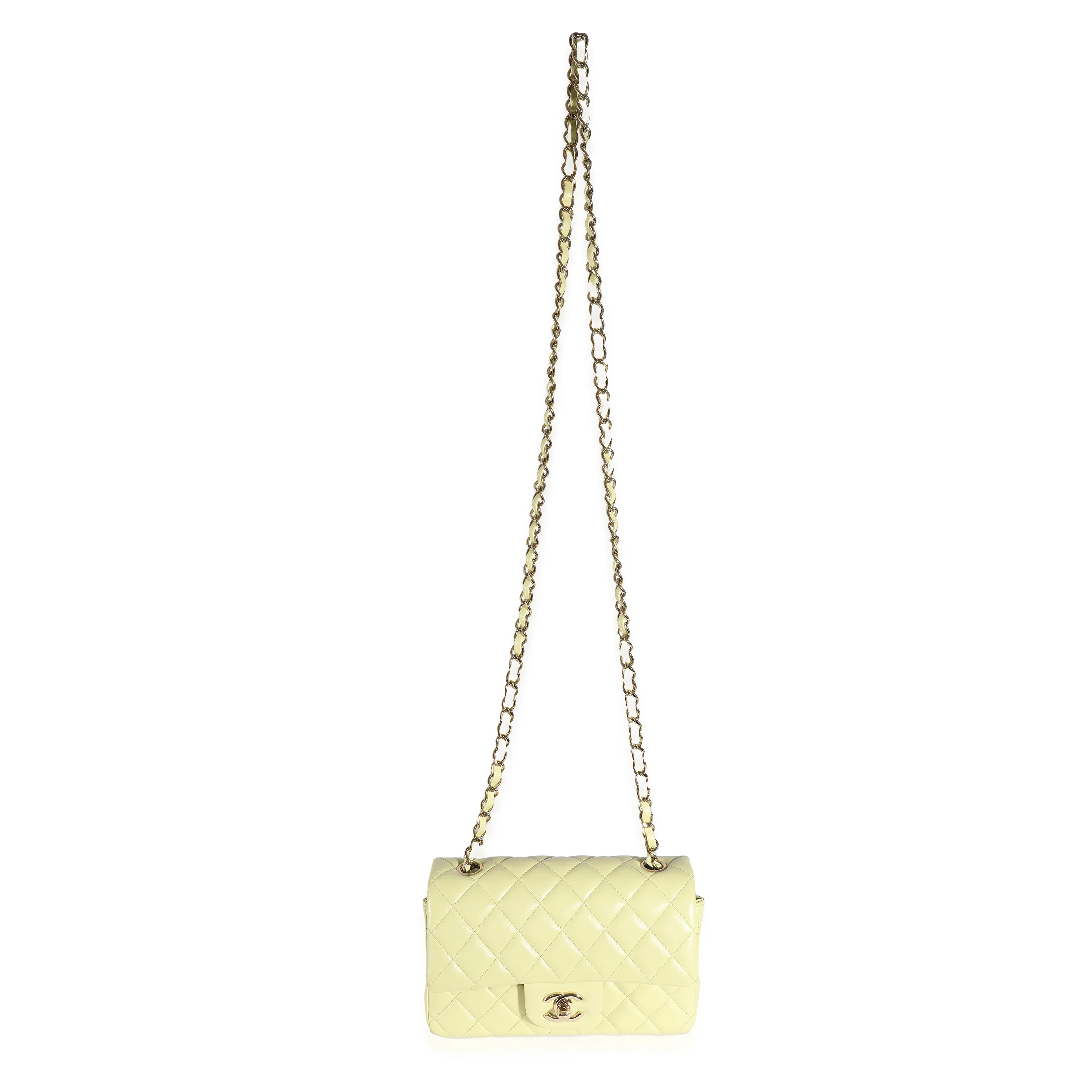 Chanel Light Green Quilted Lambskin Mini Rectangular Flap Bag - Image 4