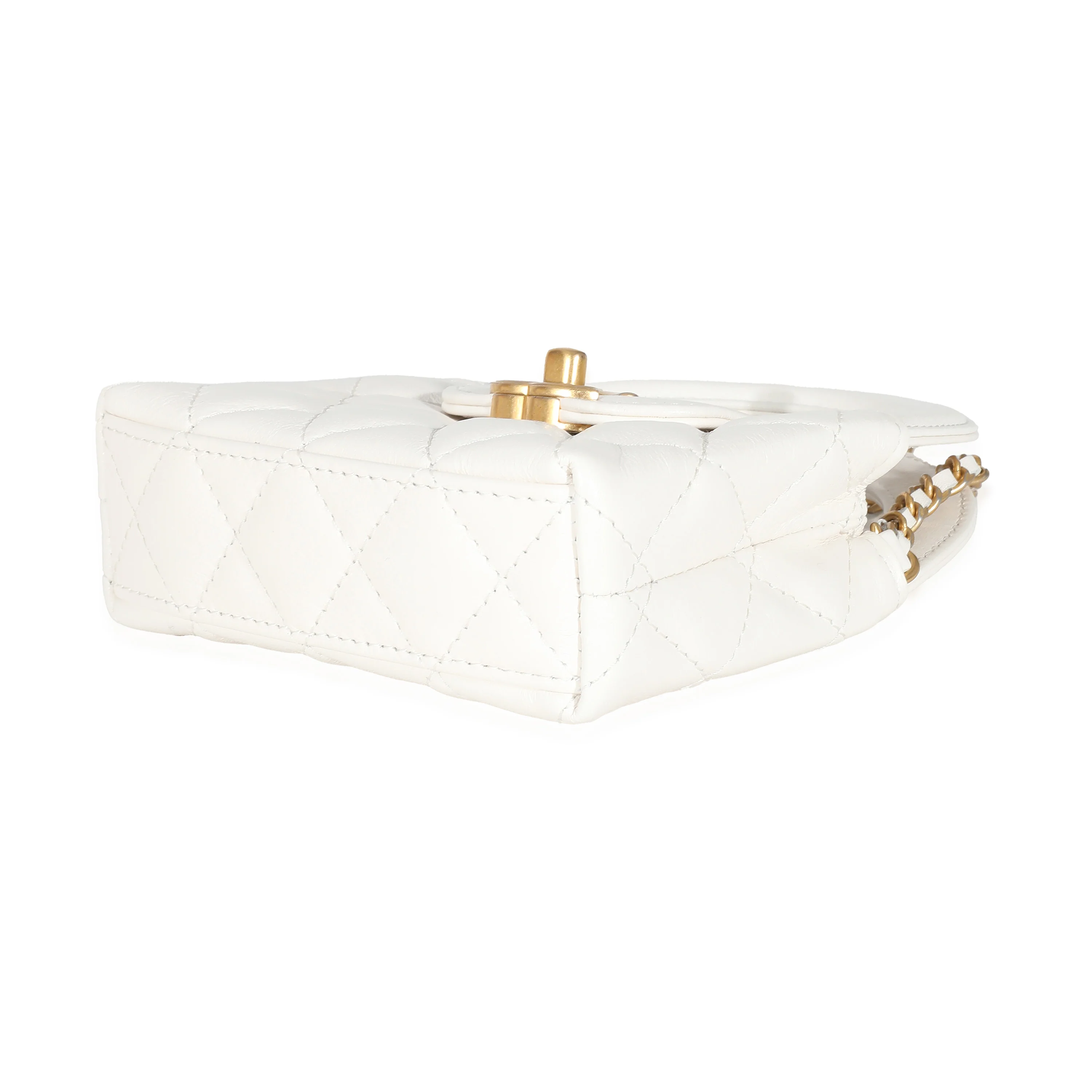 Chanel White Quilted Shiny Aged Calfskin Mini Nano Kelly Shopper - Image 6