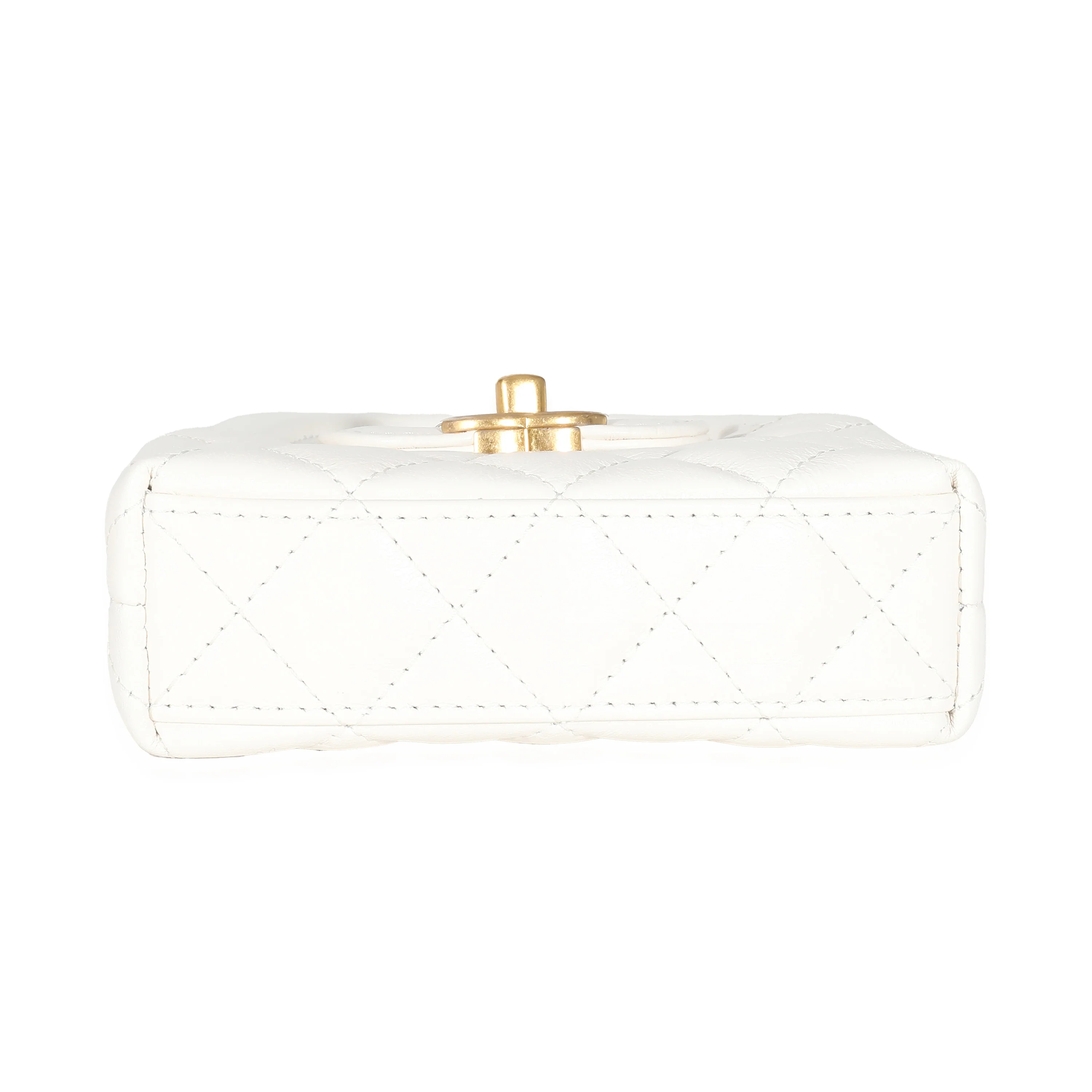 Chanel White Quilted Shiny Aged Calfskin Mini Nano Kelly Shopper - Image 7