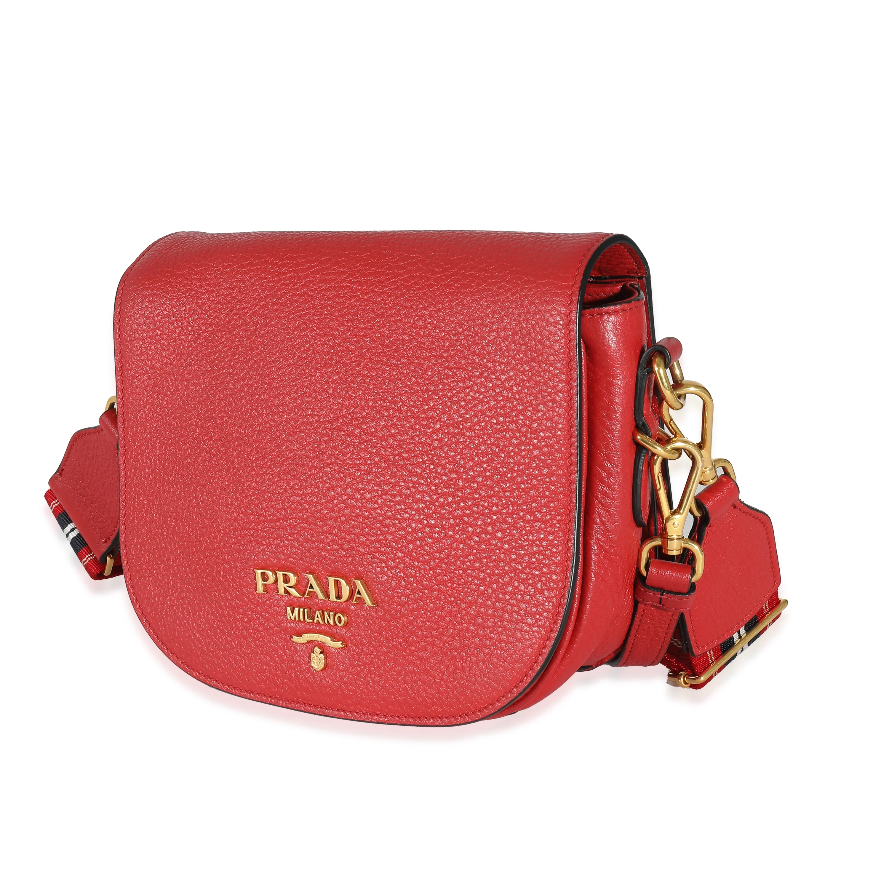 Red Pebbled Vitello Daino Saddle Bag - Image 2