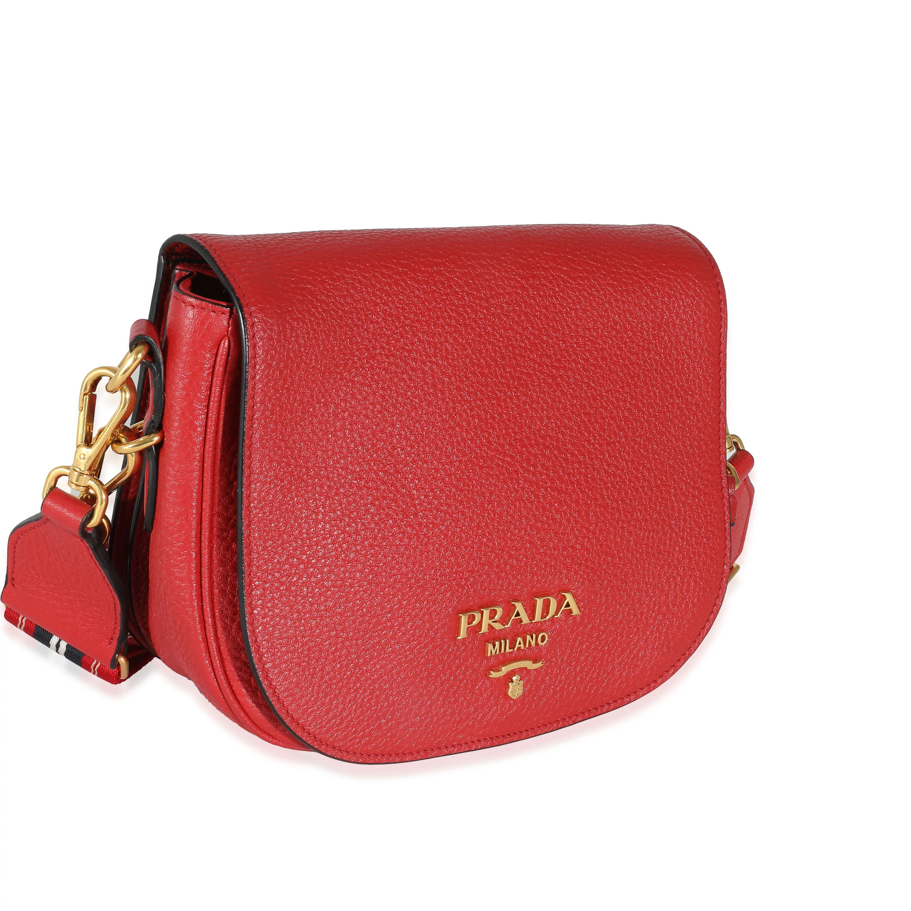 Red Pebbled Vitello Daino Saddle Bag - Image 3