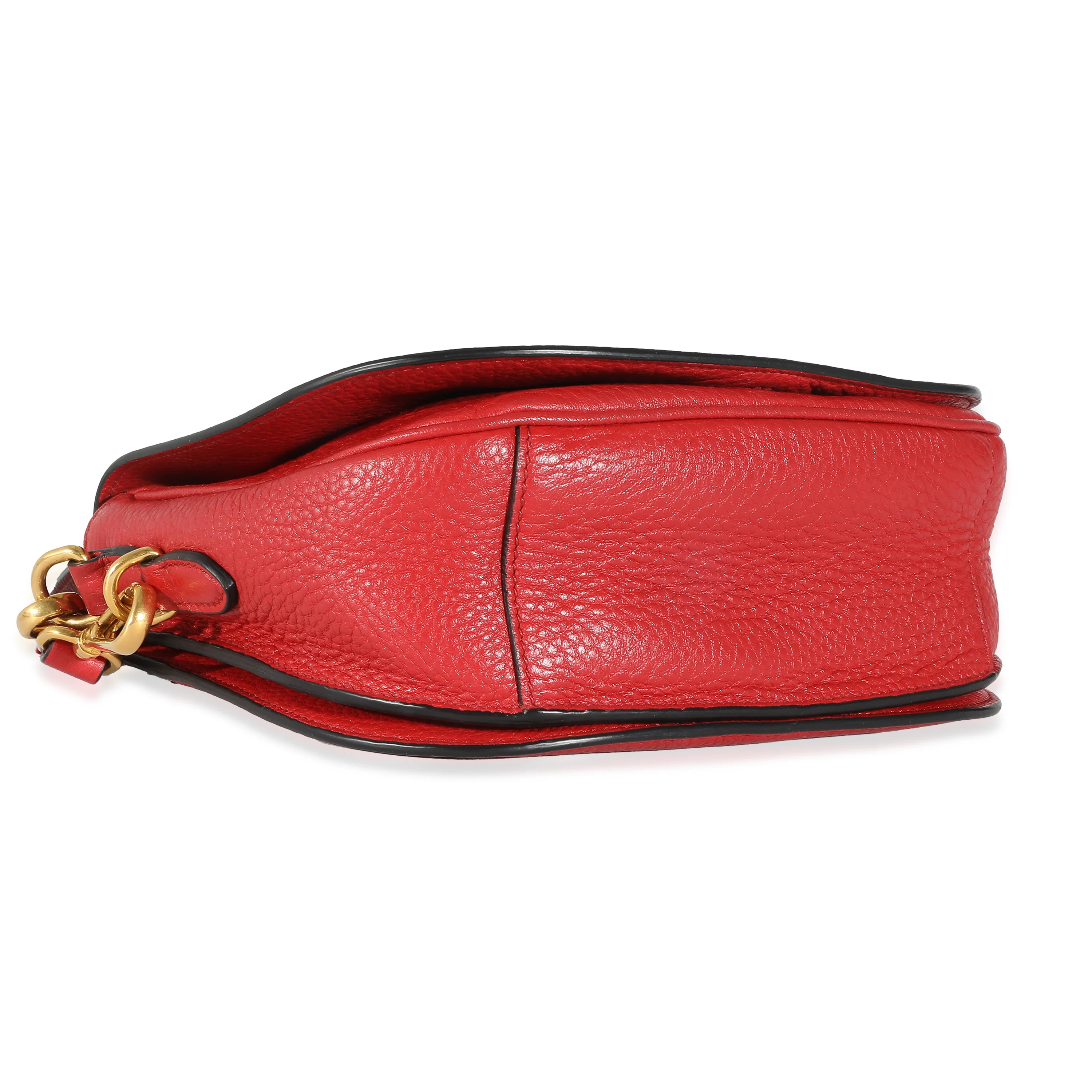 Red Pebbled Vitello Daino Saddle Bag - Image 4