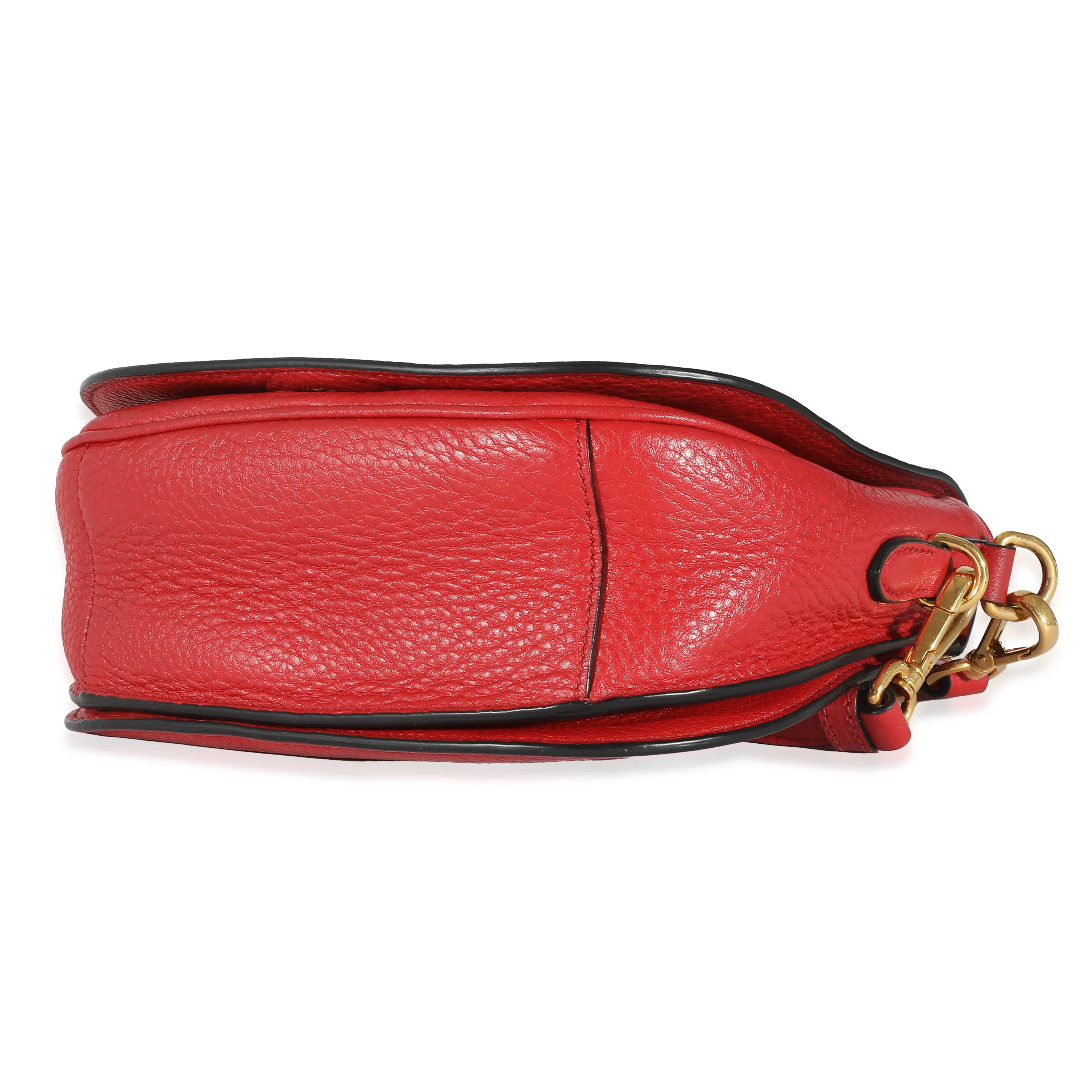 Red Pebbled Vitello Daino Saddle Bag - Image 6